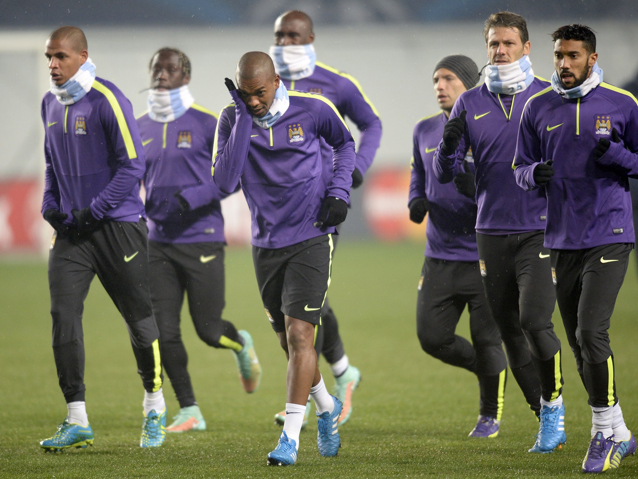 Manchester City train ahead of their game against CSKA