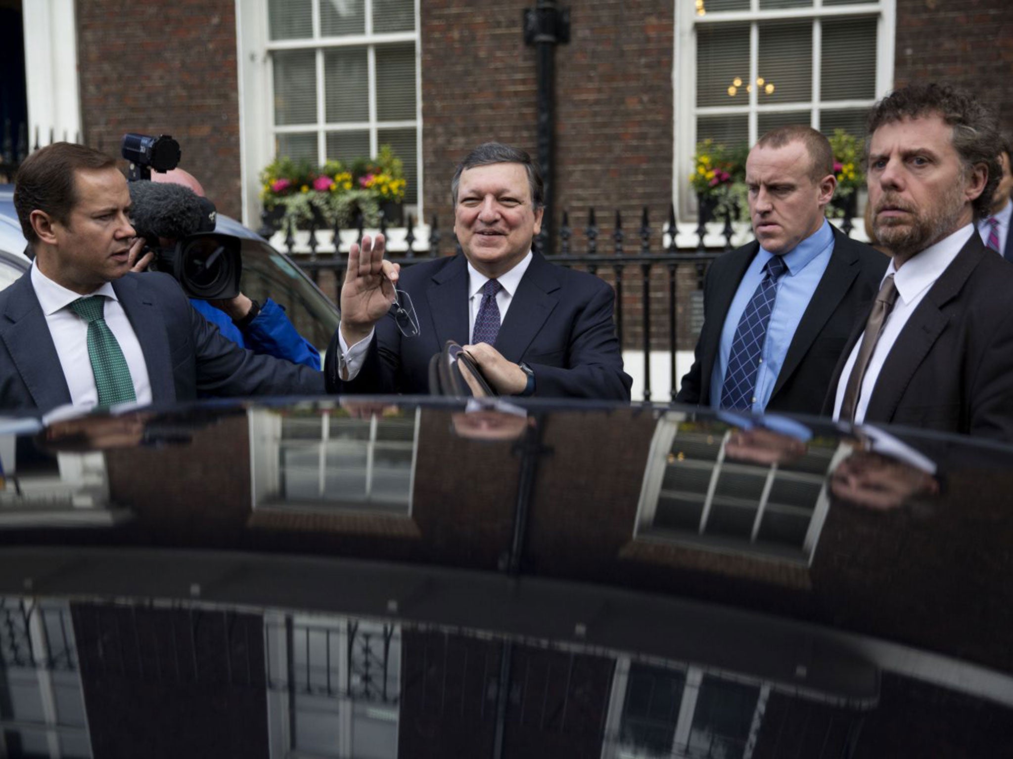 José Manuel Barroso, centre, gave a speech in London on Monday