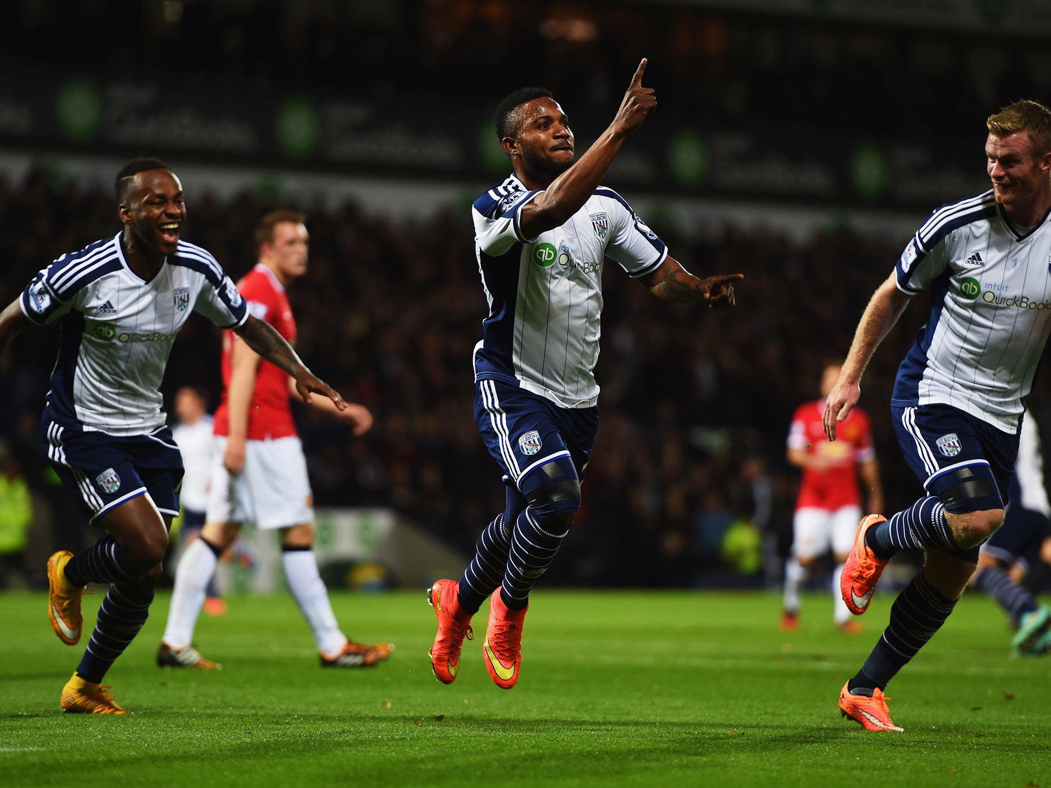 Saido Berahino celebrates after scoring against United