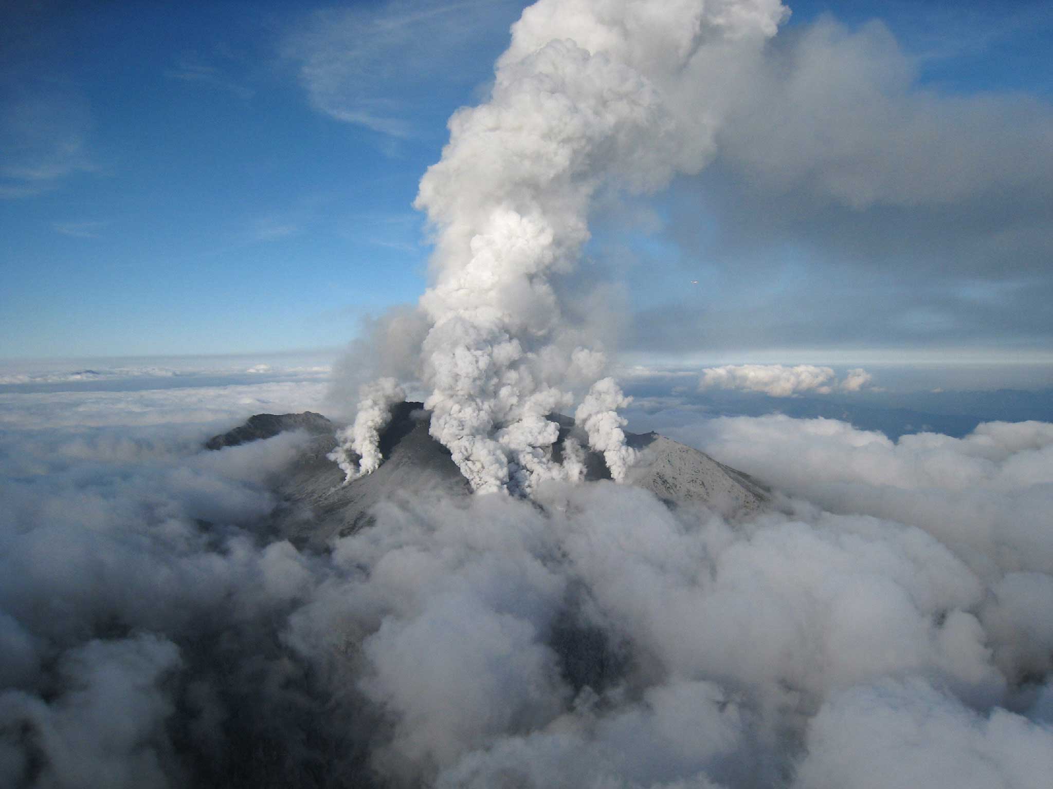 A government handout from the Ontake eruption last month