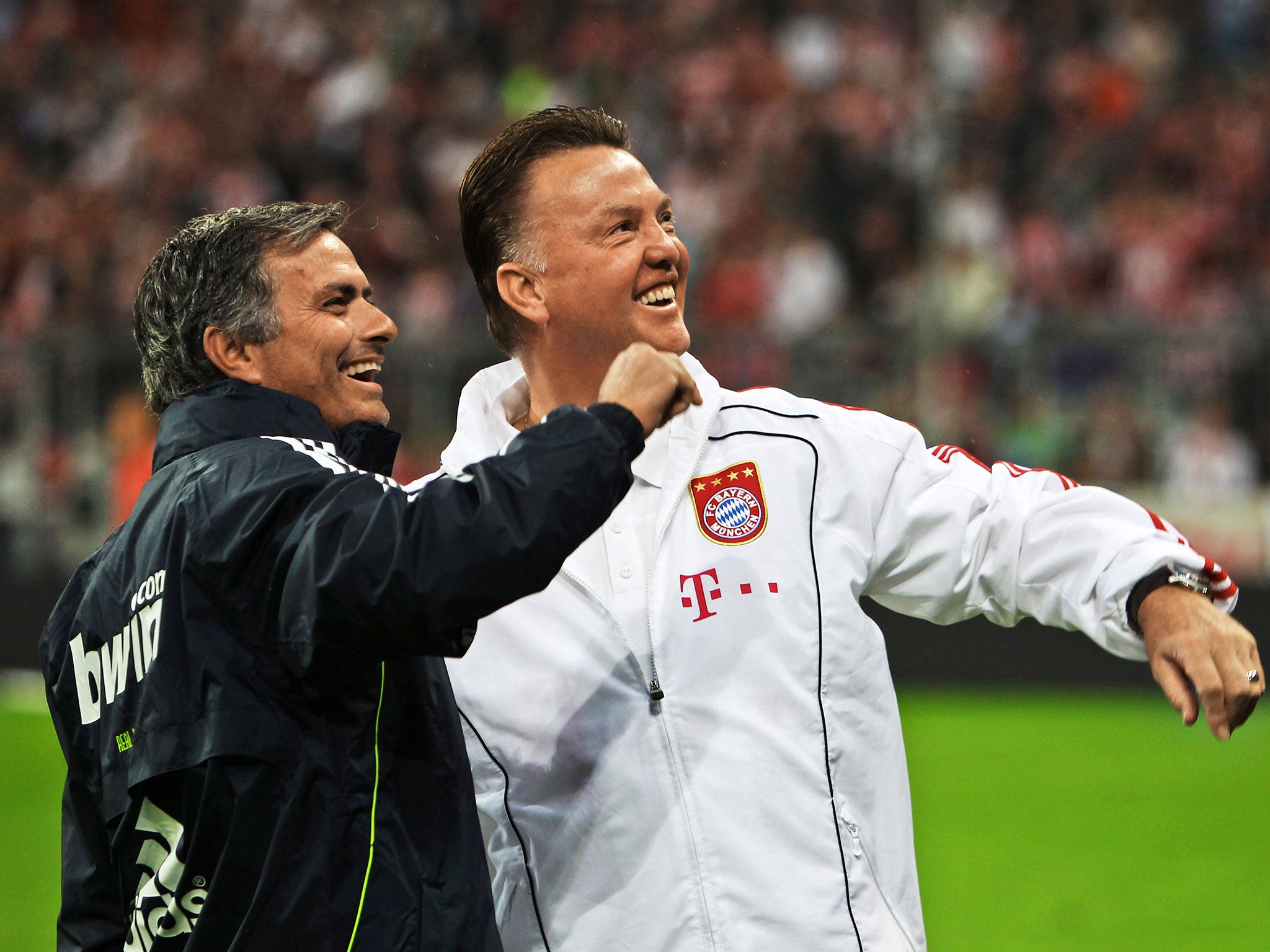 Jose Mourinho (left) and Louis van Gaal go back a long way, having worked together at Barcelona