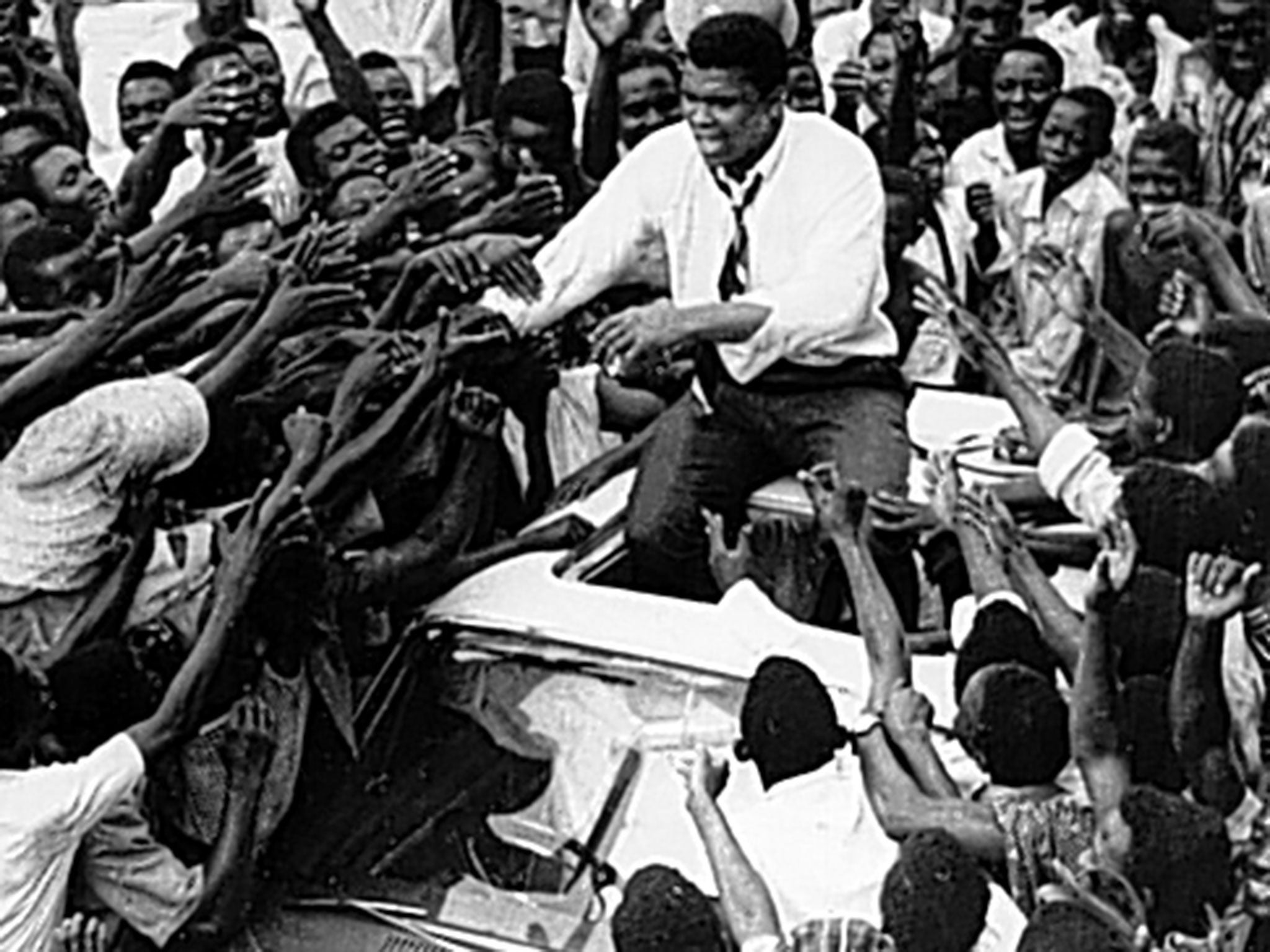 Ali on walkabout in Kinshasa, meeting the people during the build-up to his fight with Foreman