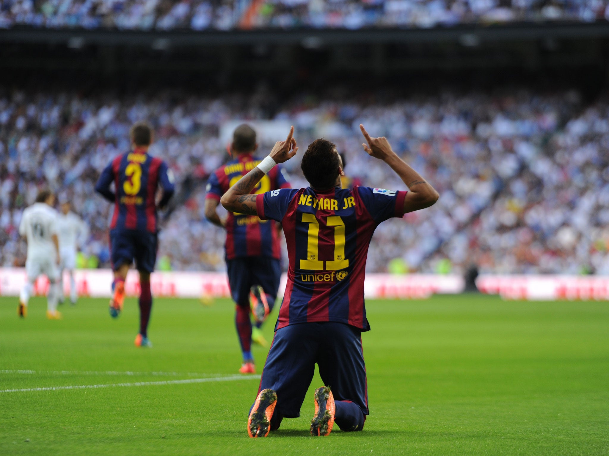 Neymar celebrates after his early goal