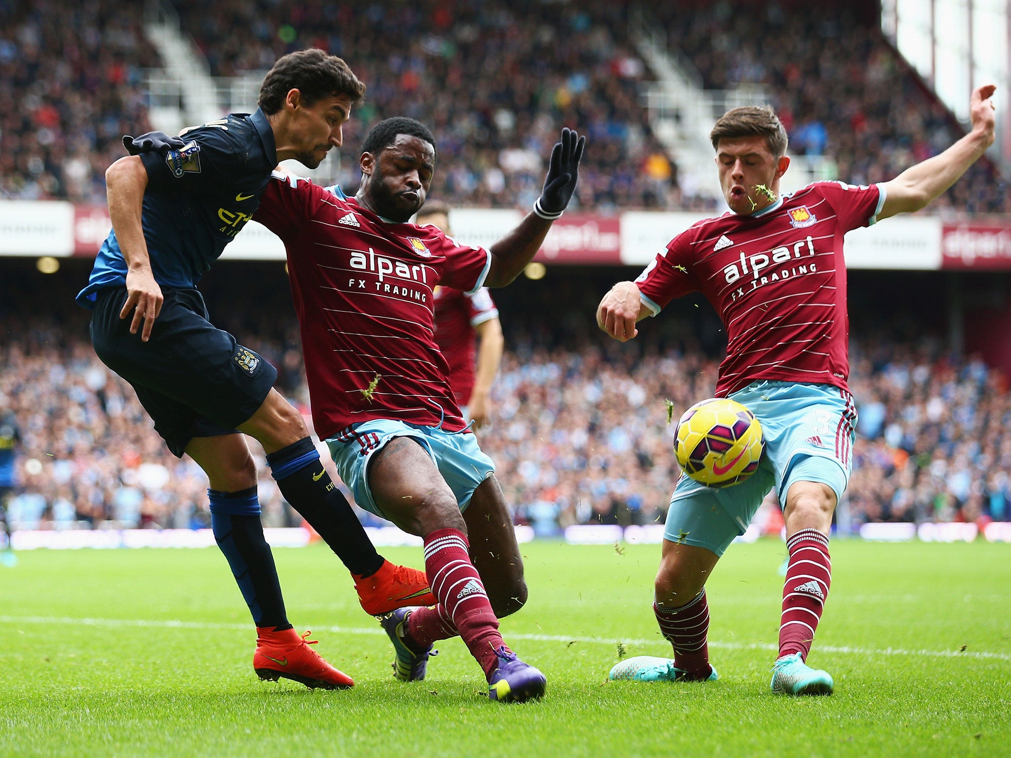 Jesus Navas in action for Manchester City against West Ham