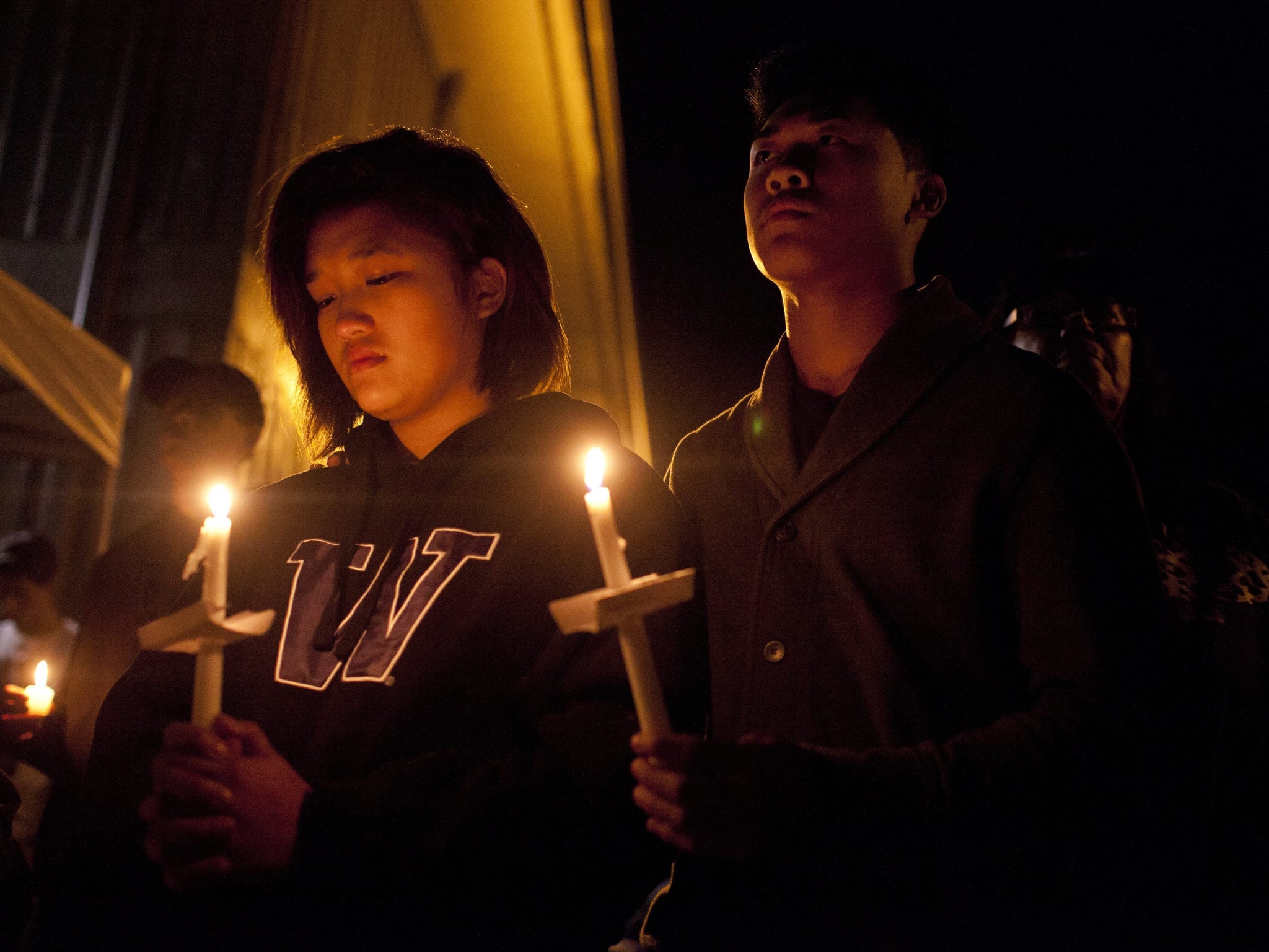 Mourners at a vigil that took place for the victims from Marysville-Pilchuck High School after the shooting