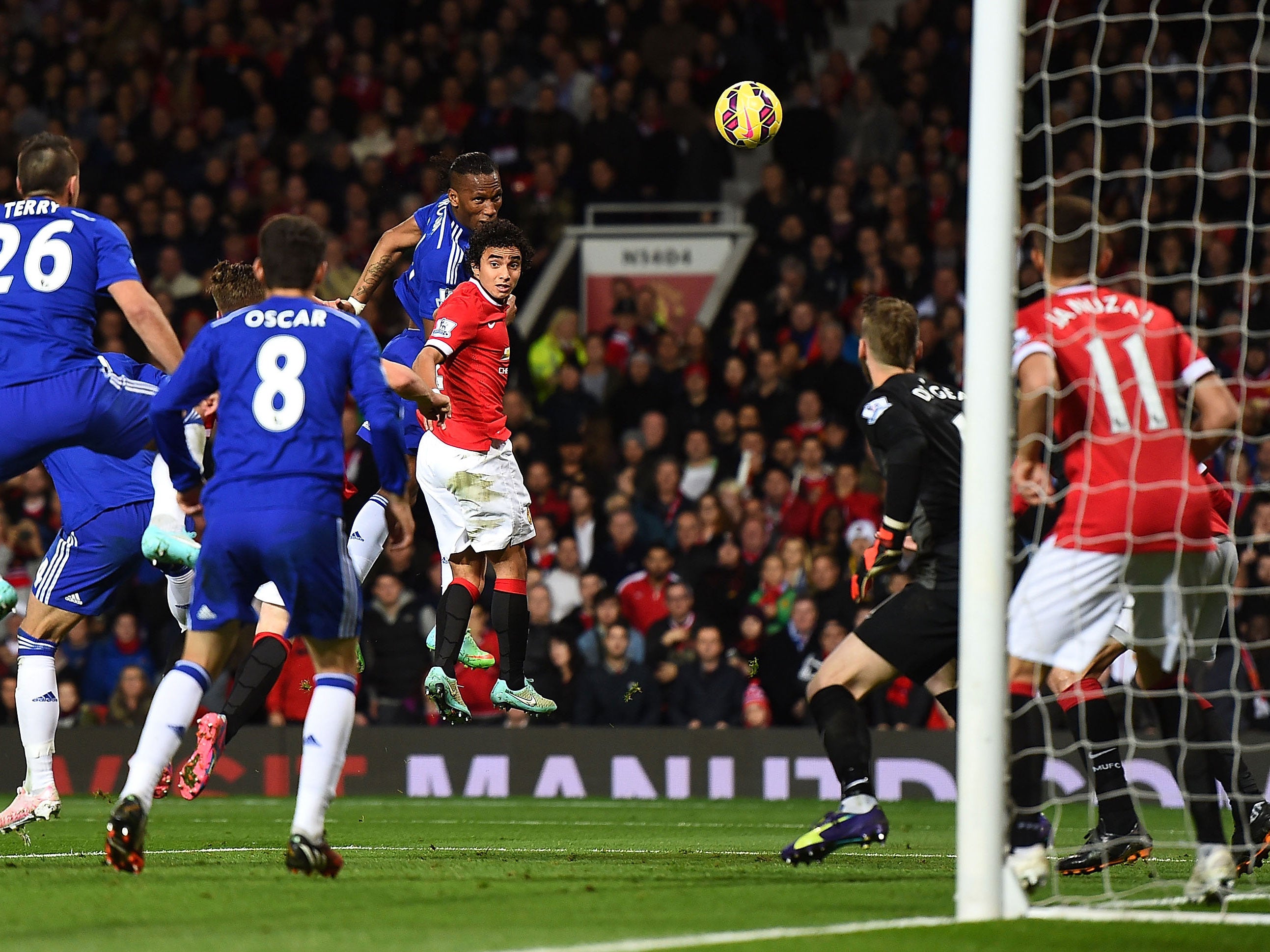 Didier Drogba heads in Chelsea's goal