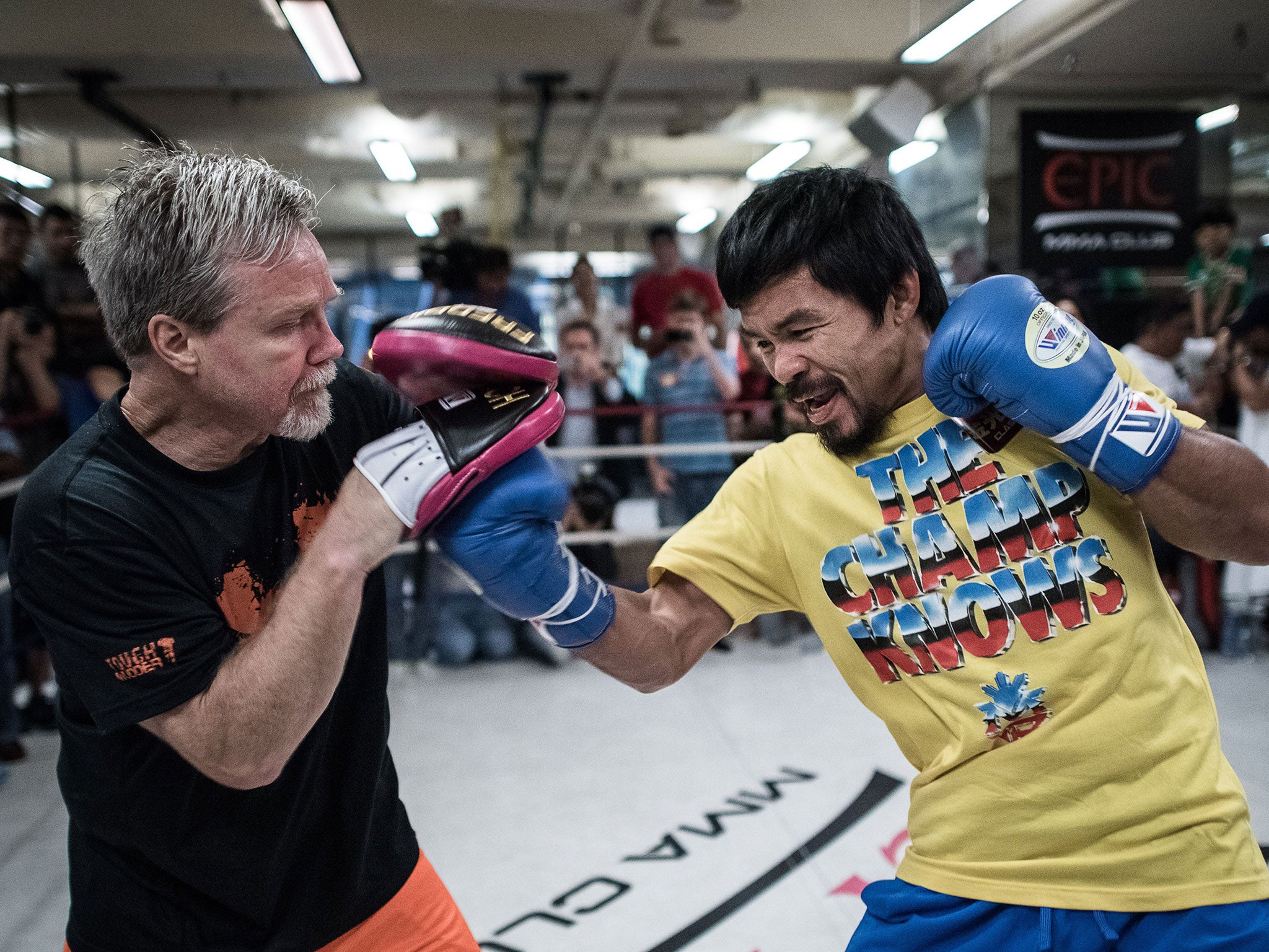 Manny Pacquiao and his trainer Freddy Roach