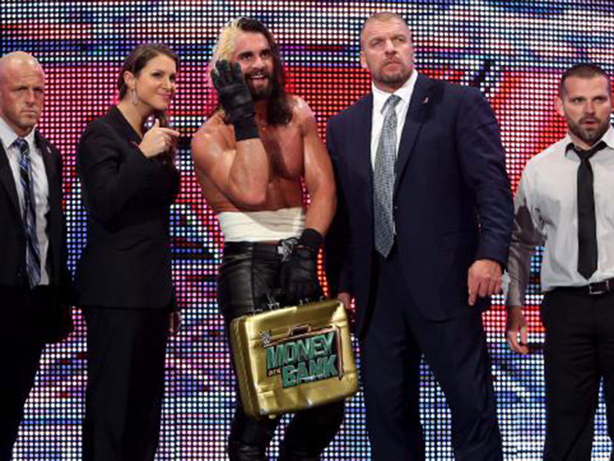 The Authority stare down John Cena at the end of Raw