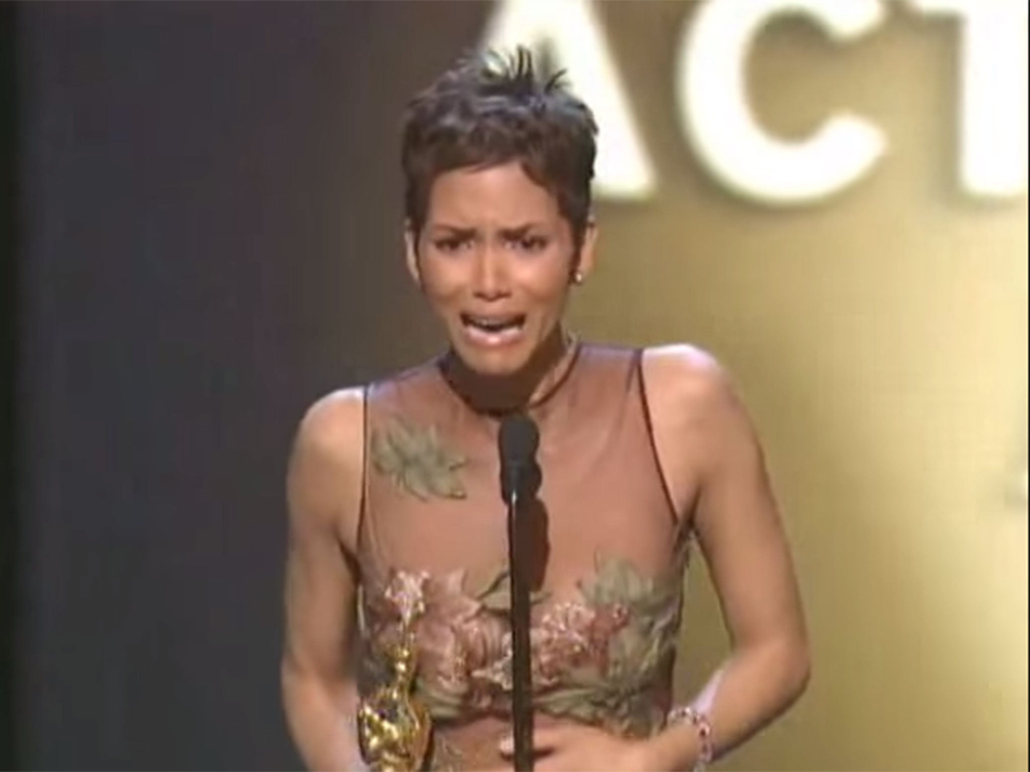 Halle Berry wins an Oscar for Monster's Ball