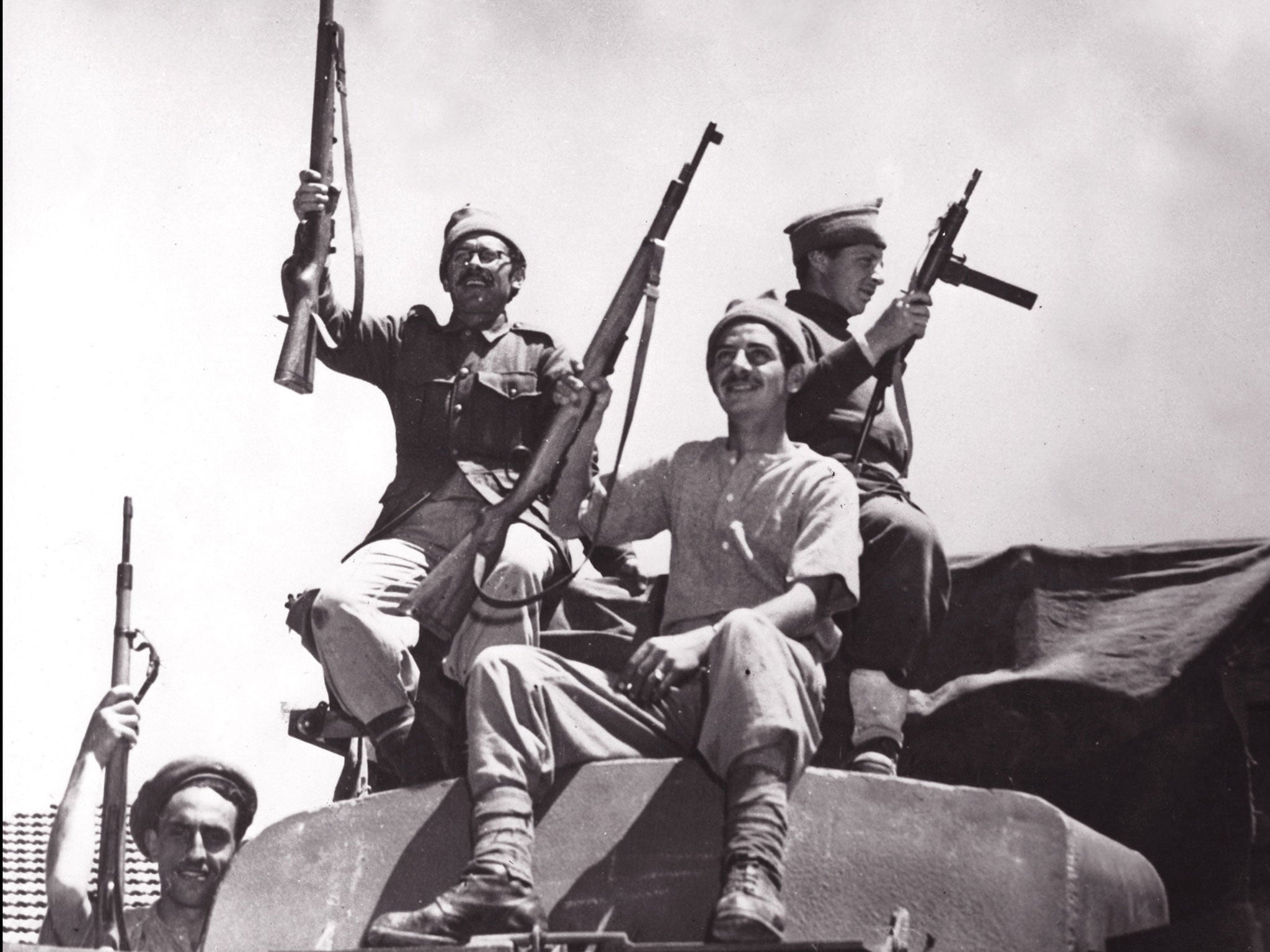 Members of Haganah, a Jewish militia, in April 1948 after breaking the Allied Arab forces blockade of Jerusalem