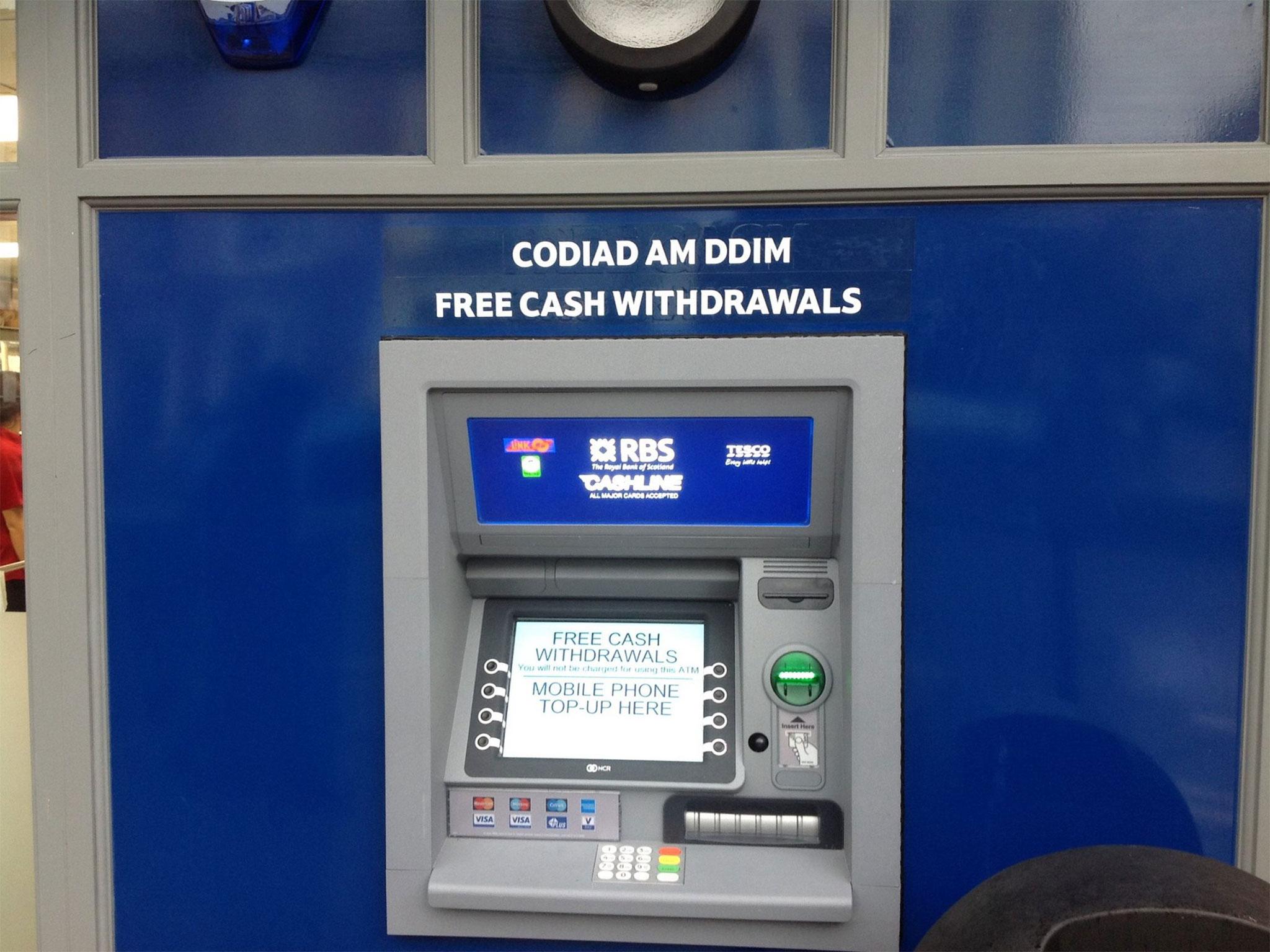 Aberystwyth councillor Ceredig Davies took this picture after the new cash machine became the talk of the town, explaining that 'codiad am ddim' translates colloquially as 'free erection'