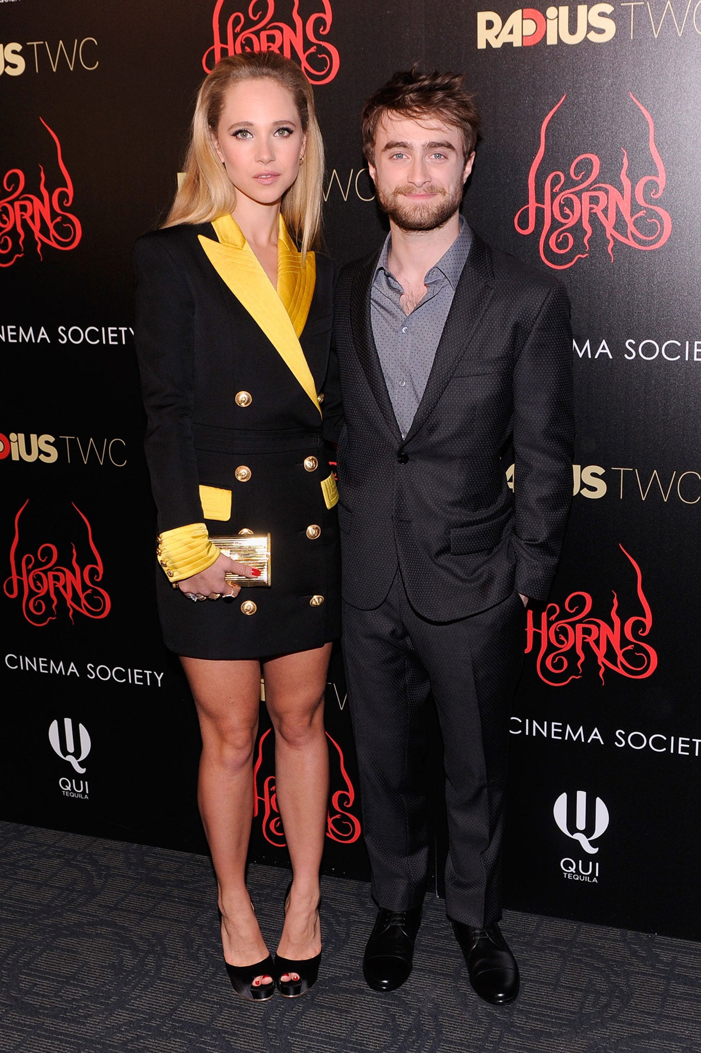 Juno Temple with co-star Daniel Radcliffe at the RADiUS TWC and The Cinema Society premiere of 'Horns' in New York