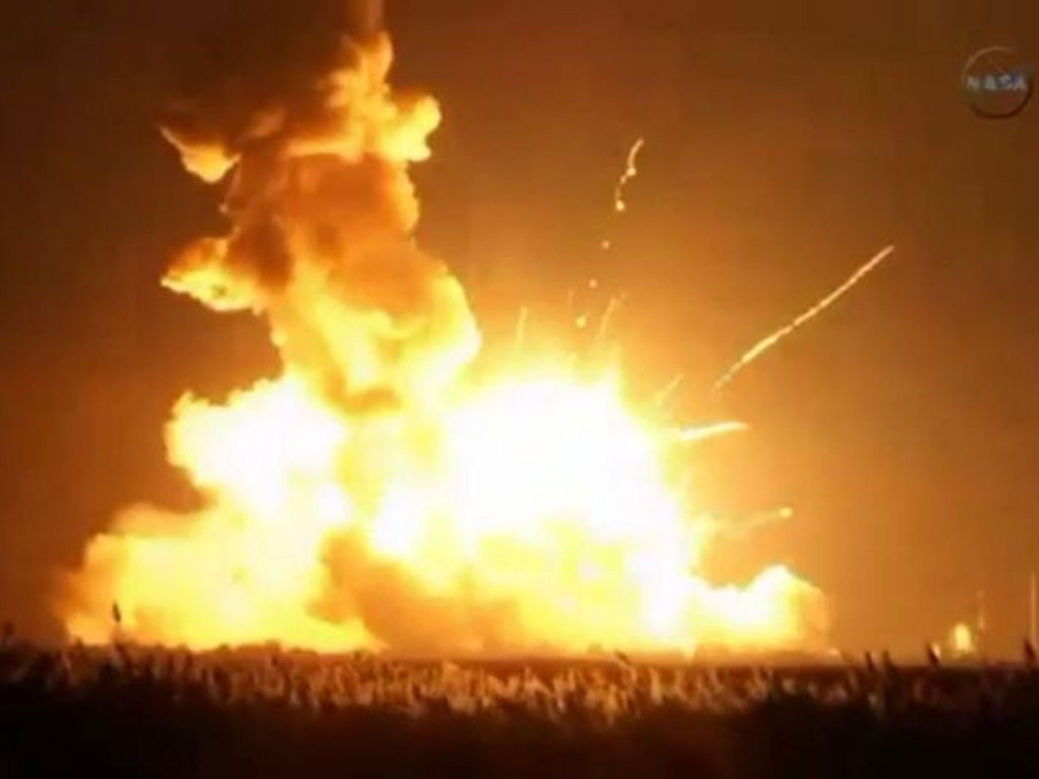 Nasa's Antares rocket exploding after take off