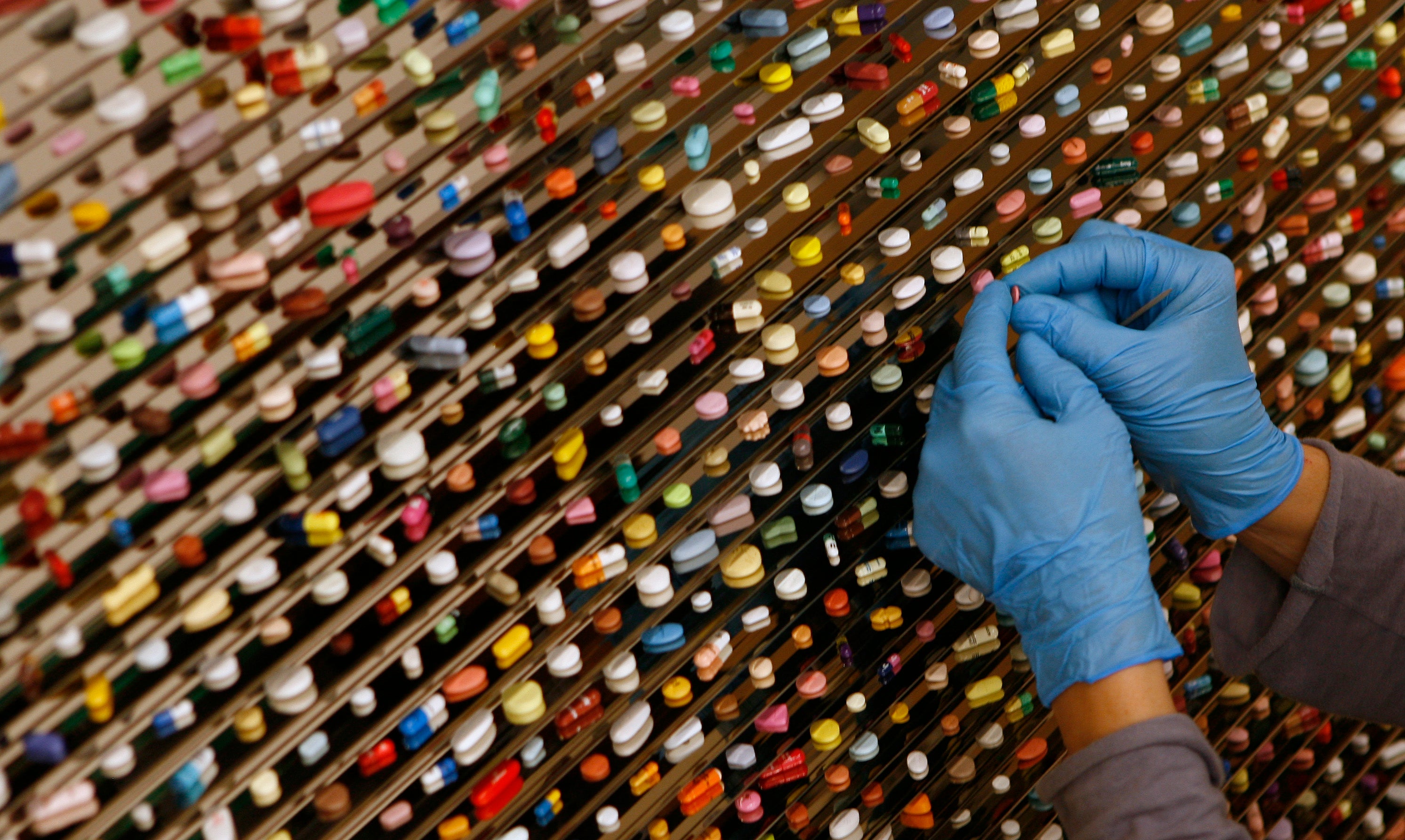 File photo shows an art display of various pills.
