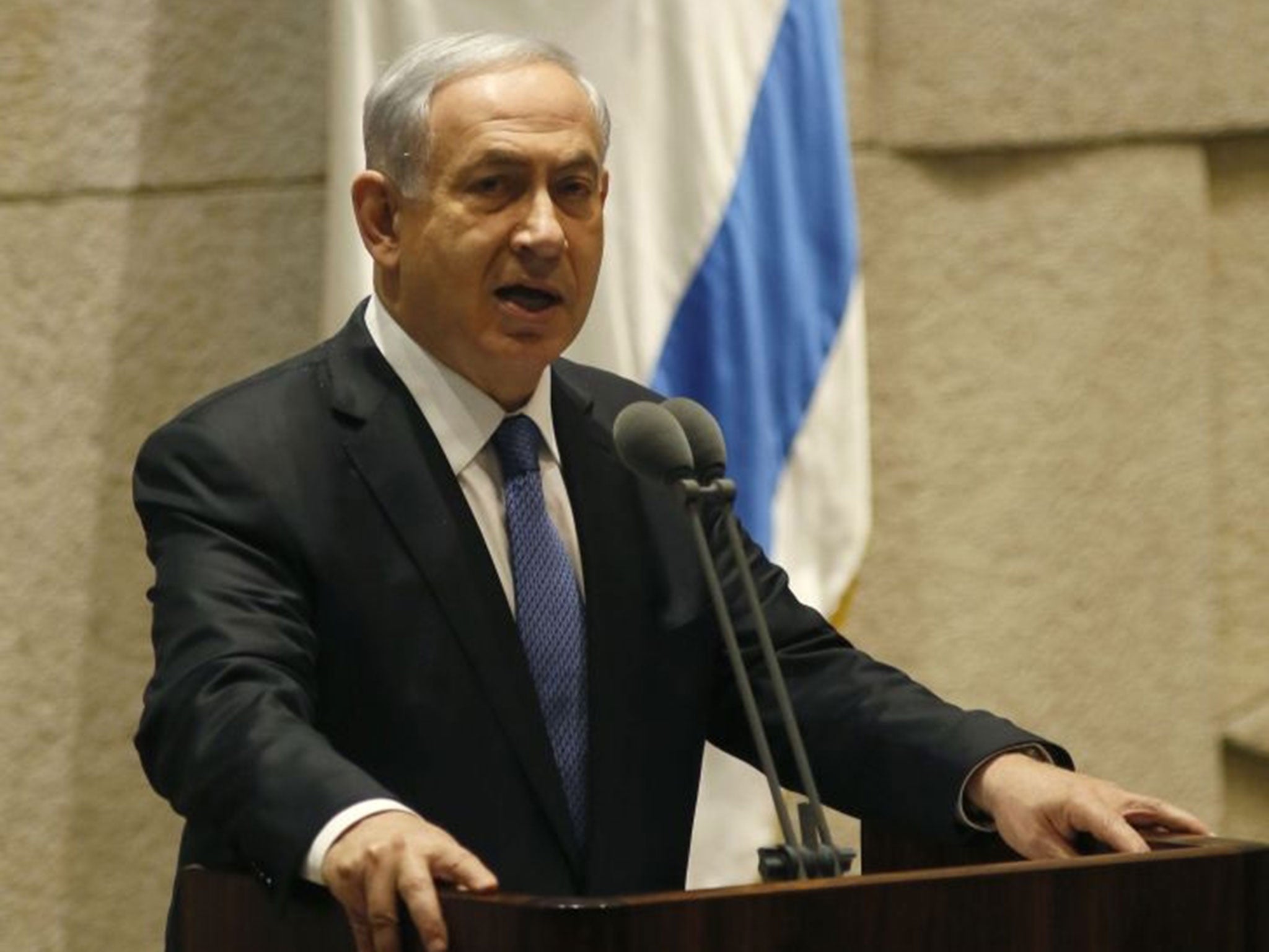 Israeli Prime Minister Benjamin Netanyahu speaking at the Knesset, Israel's parliament