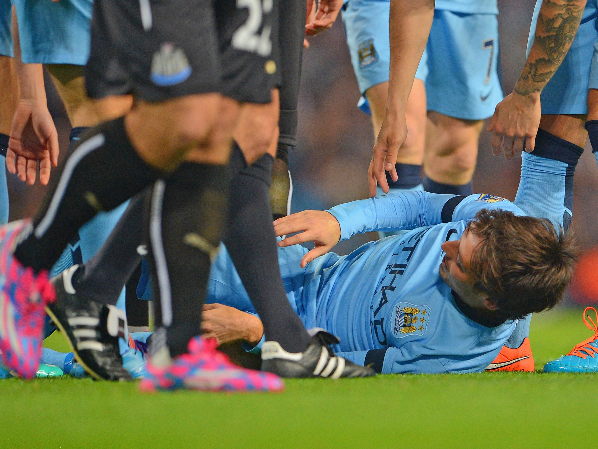 David Silva was substituted after suffering a knee injury