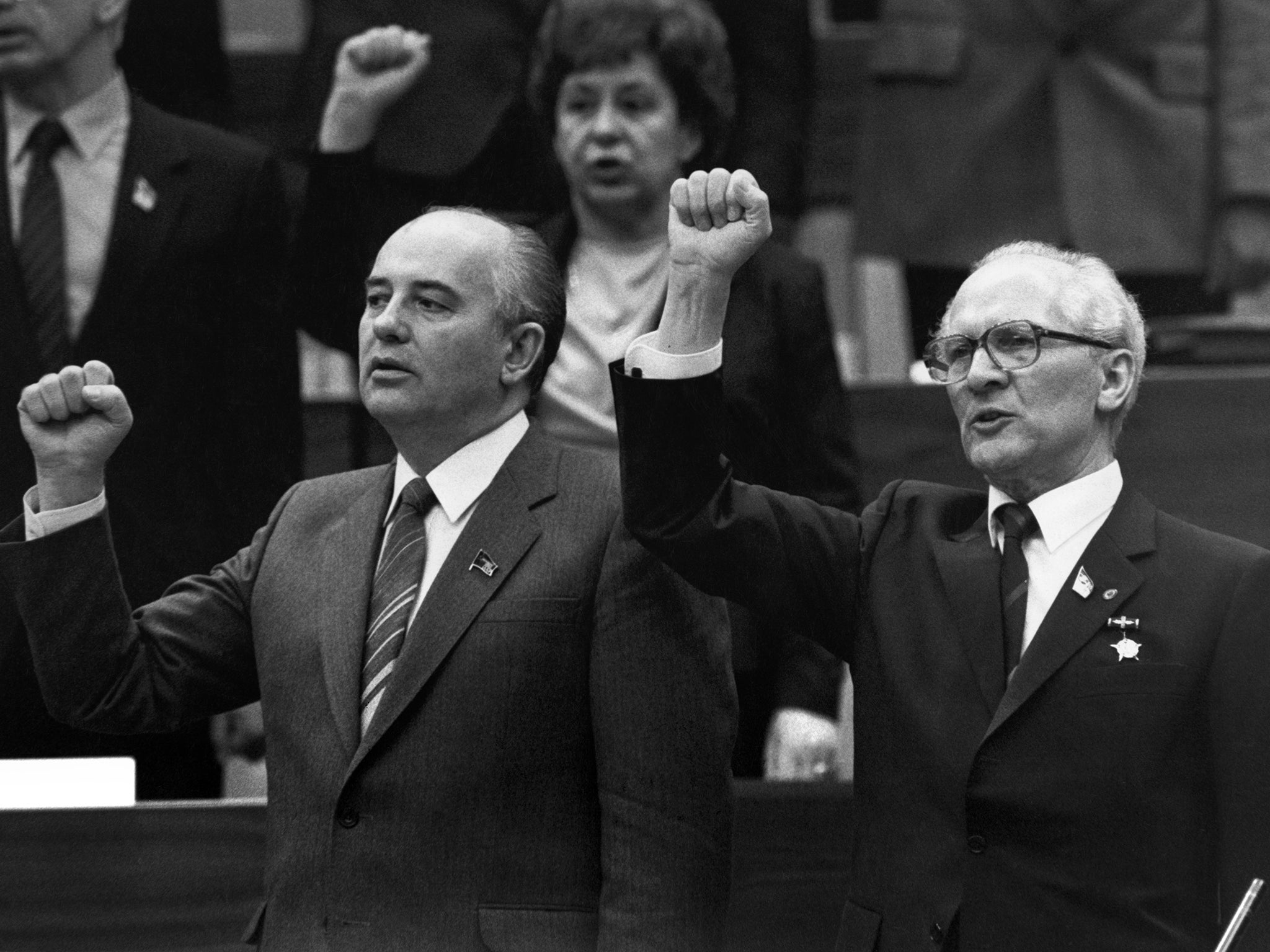 Mikhail Gorbachev (left), and Erich Honecker in 1986