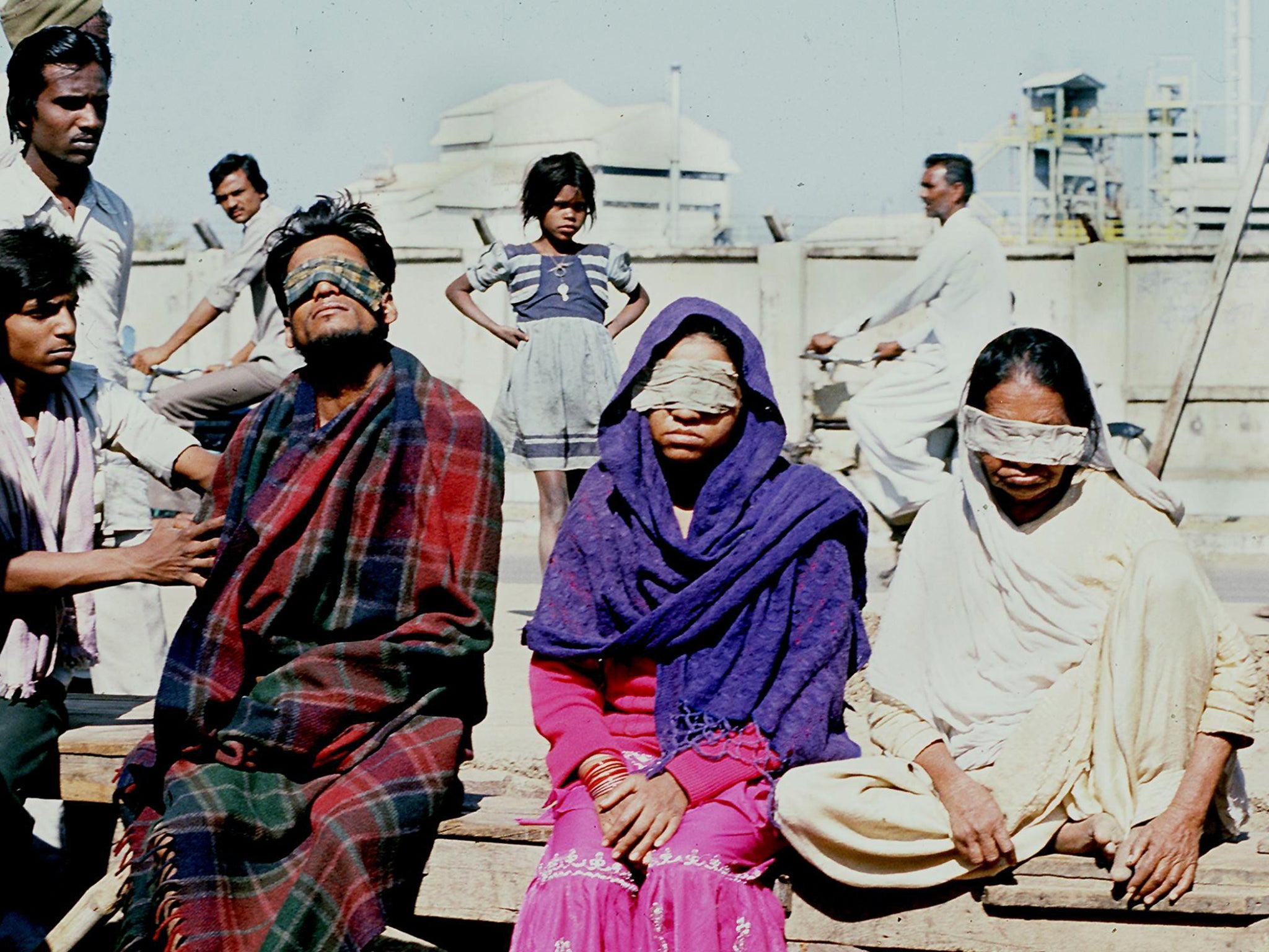 Victims who lost their sight after the poison gas leak in front of the Union Carbide factory