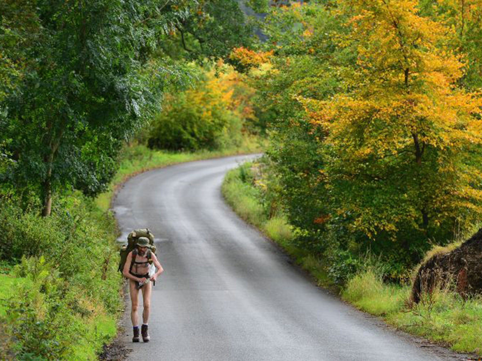 Stephen Gough on a naked ramble in Scotland after his release in 2012