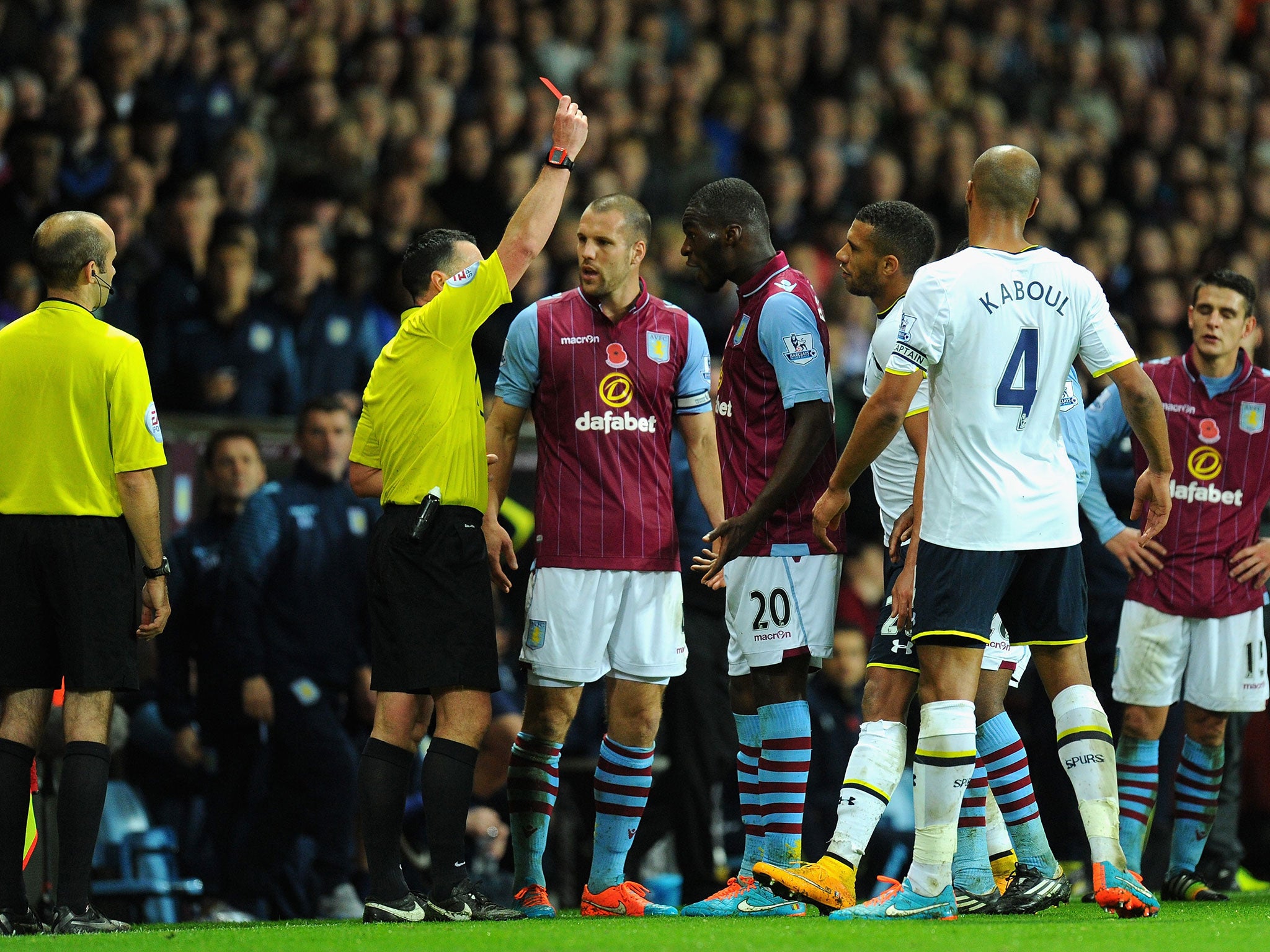 Neil Swarbrick sends off Christian Benteke