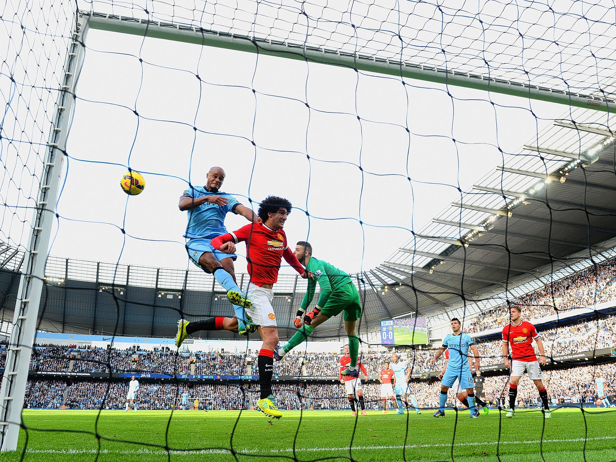 Vincent Kompany goes close for City