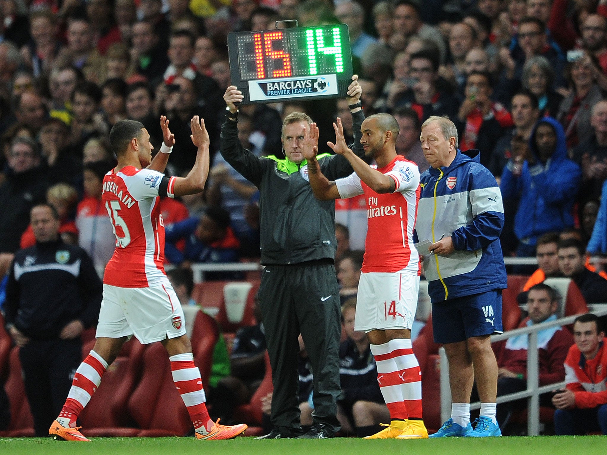 Theo Walcott came on for Alex Oxlade-Chamberlain during the win over Burnley