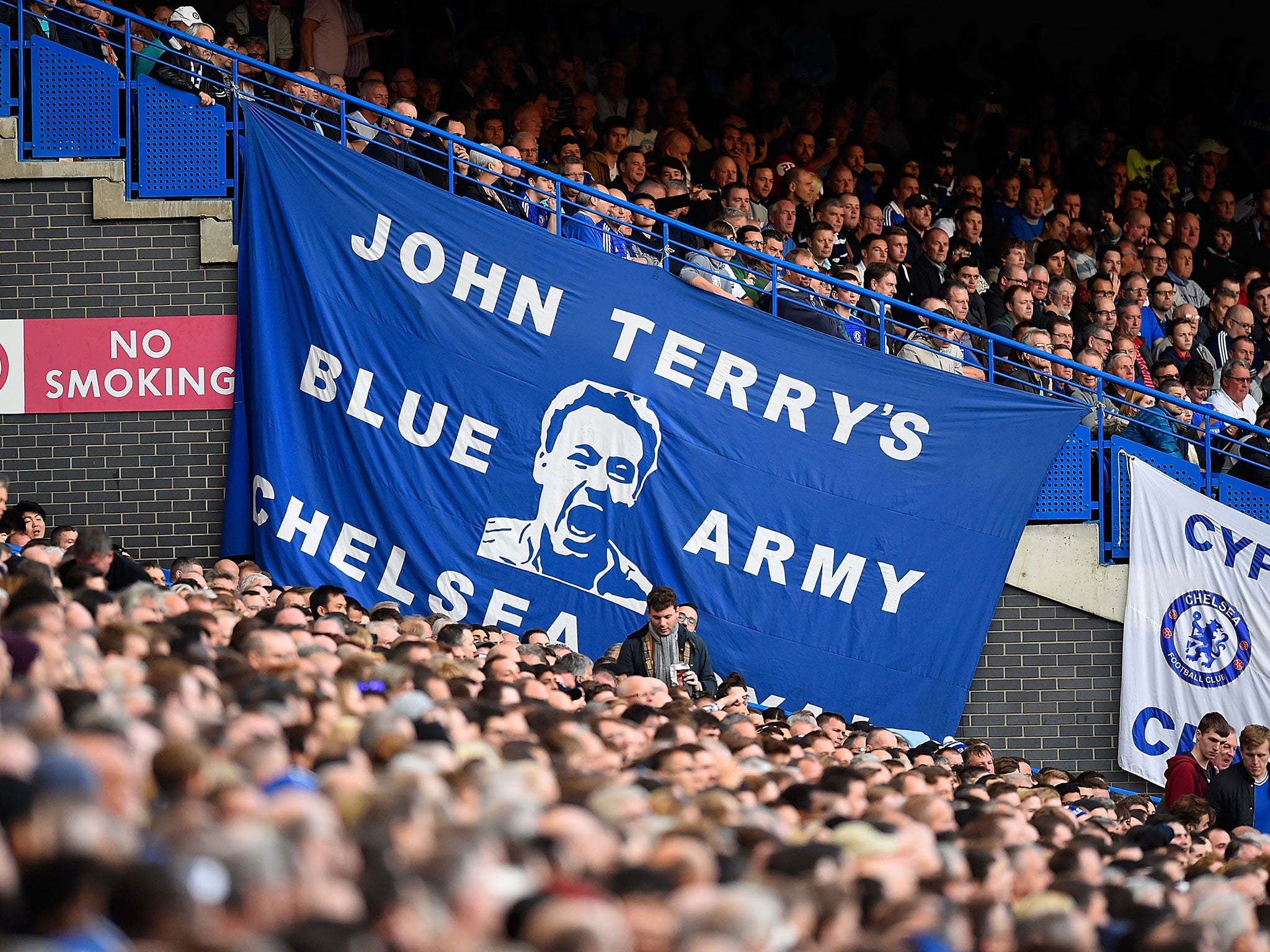 A banner that appears at Stamford Bridge in tribute to John Terry