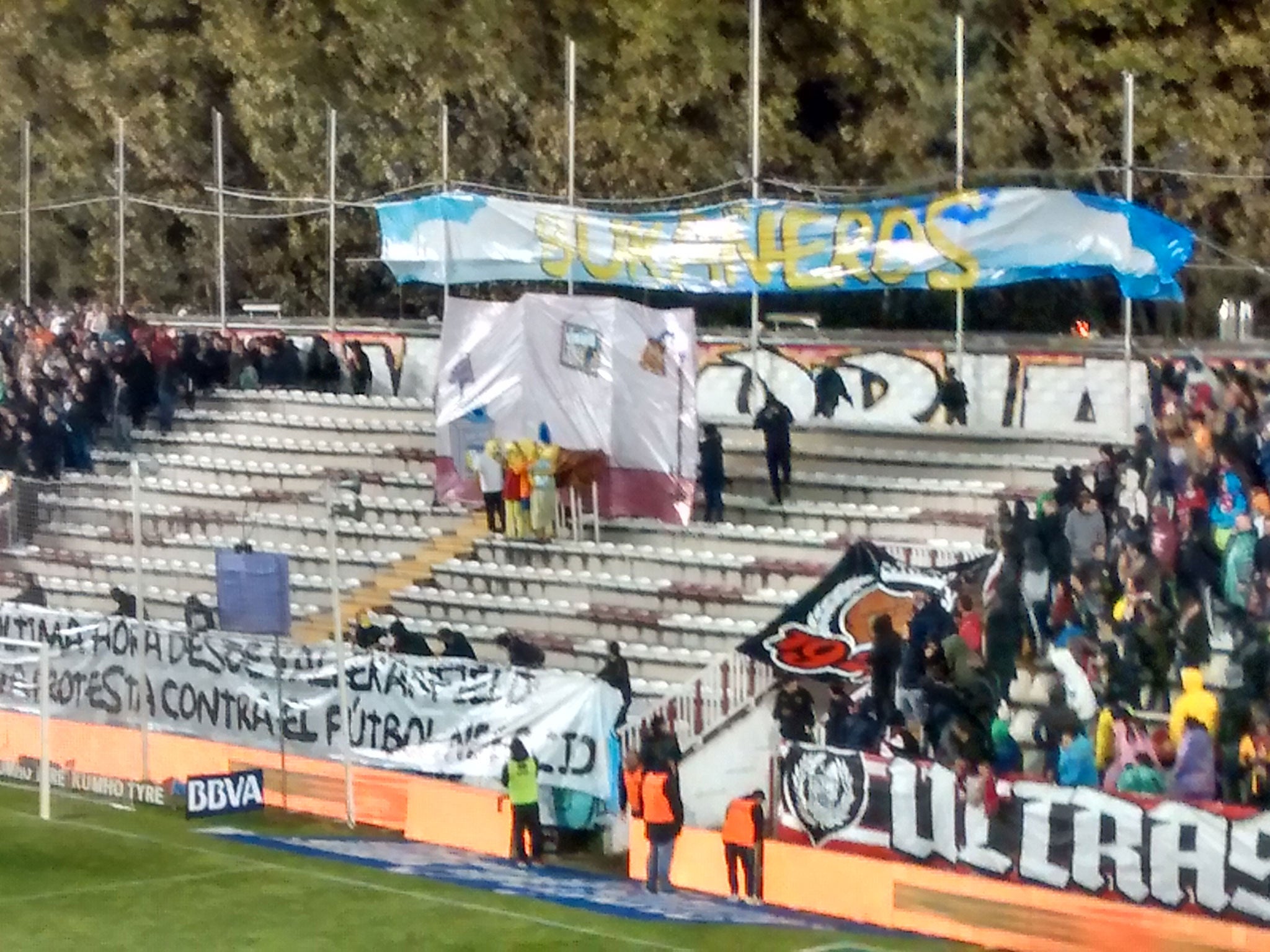 Rayo Vallecano fans make their protest