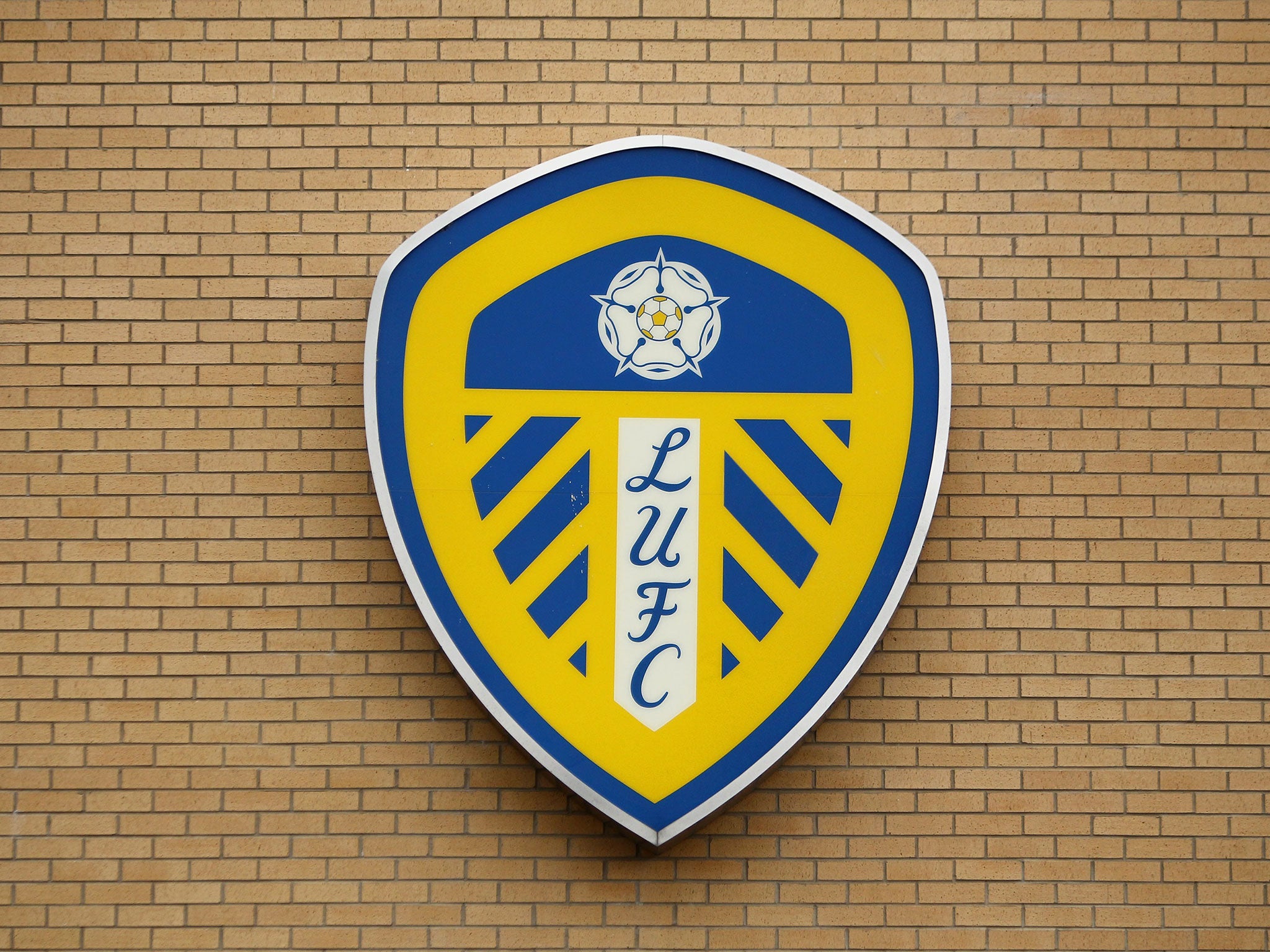 The Leeds United crest outside Elland Road