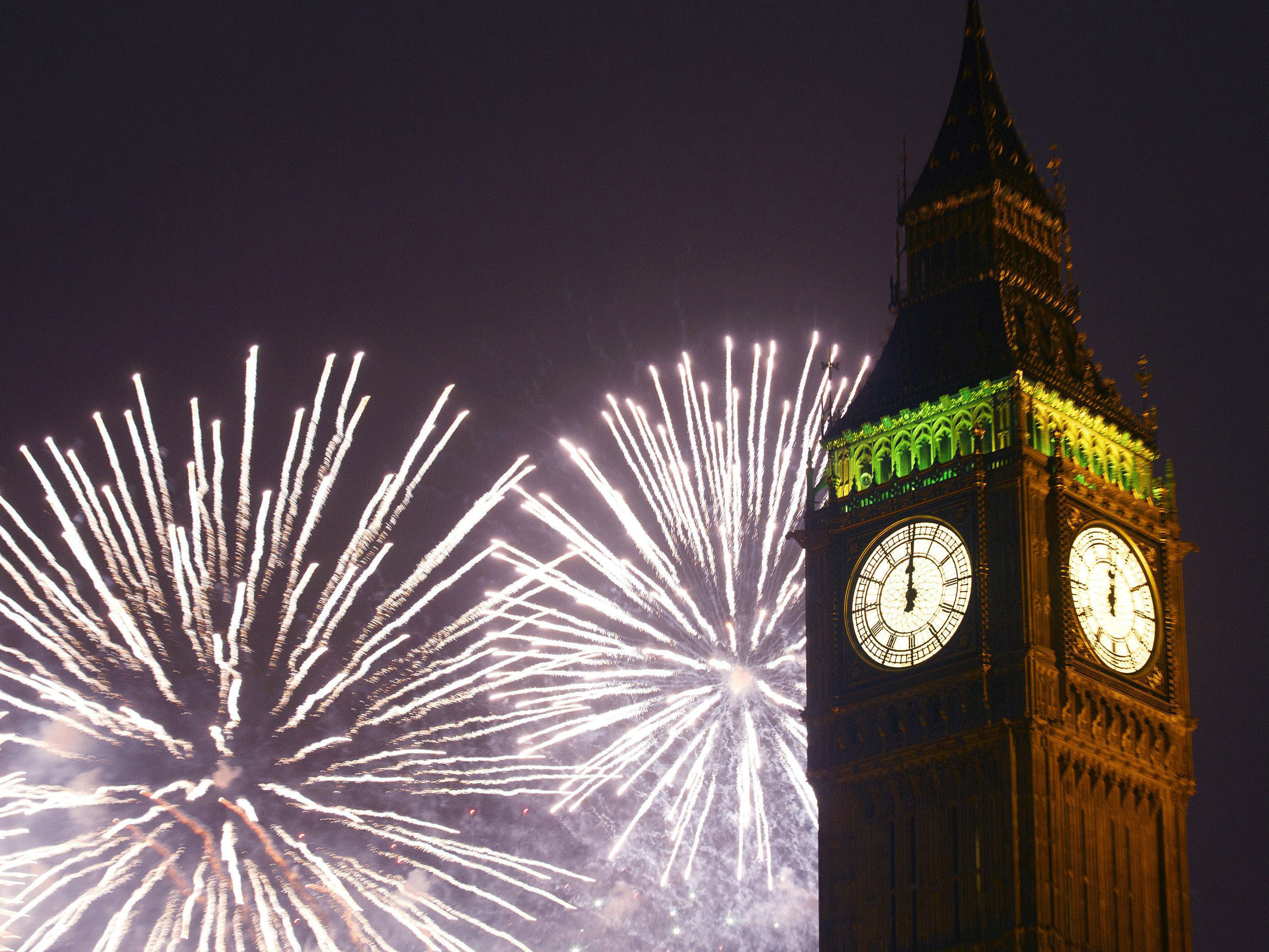 Fireworks behind Big Ben