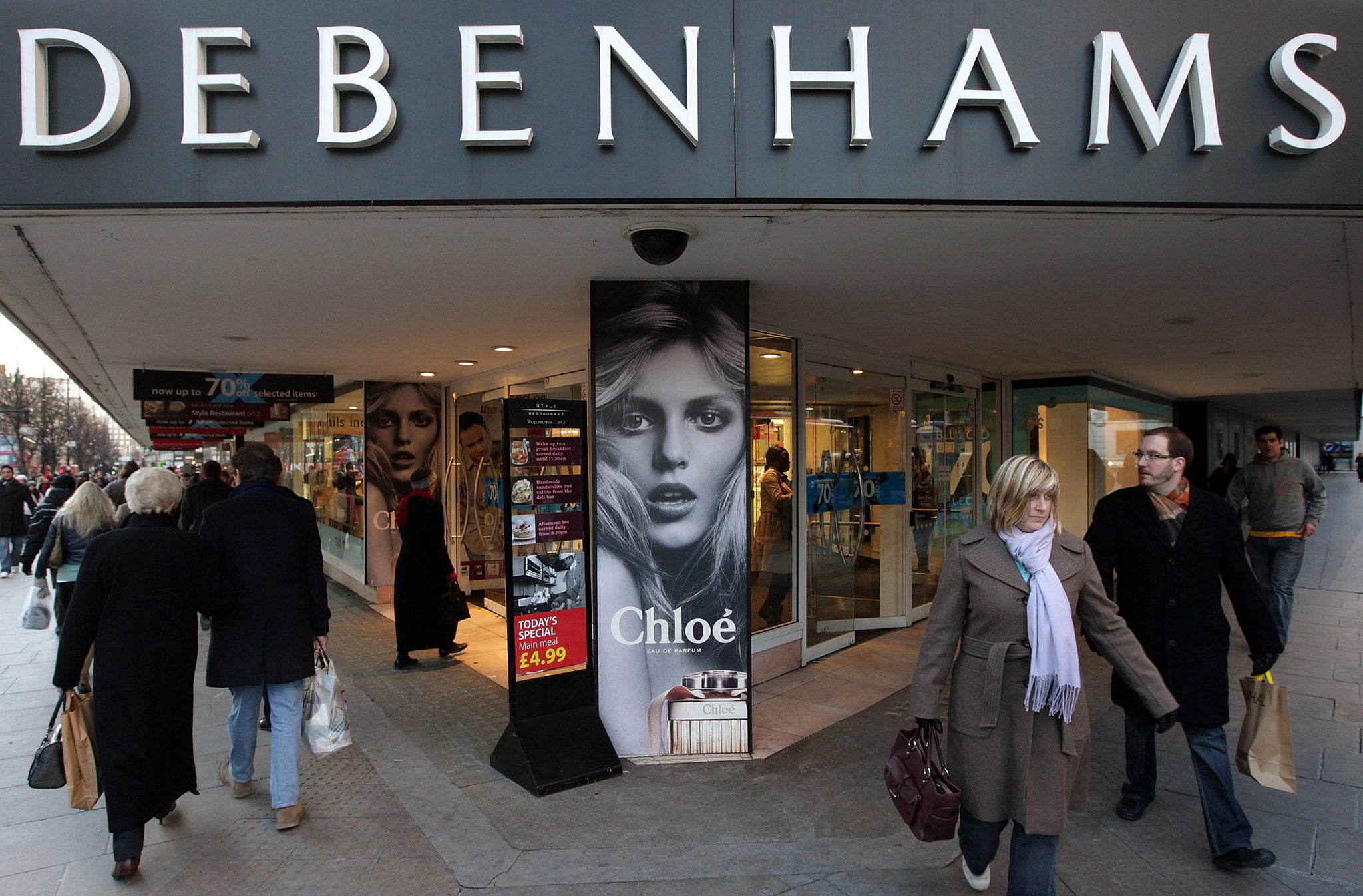 A man has died after falling off an escalator in Debenhams, Oxford Street