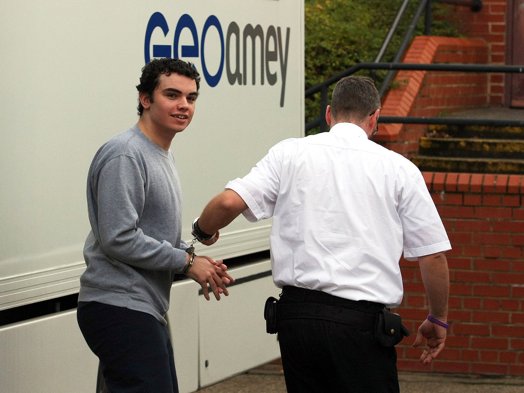 Liam Lyburd, 18, arrives at North Tyneside Magistrates' Court, where he will appear charged with possessing a pipe bomb, firearm and ammunition intended to "cause serious harm" at a local college Tom White/PA Wire