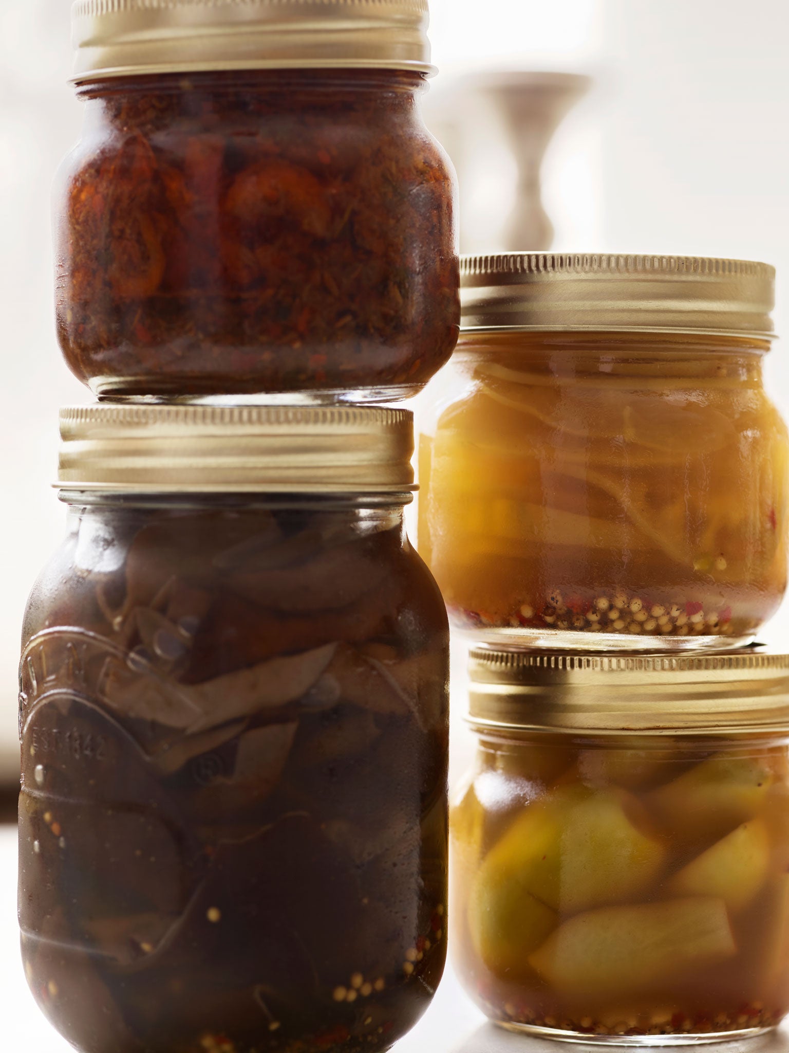 Jars of homemade pickles