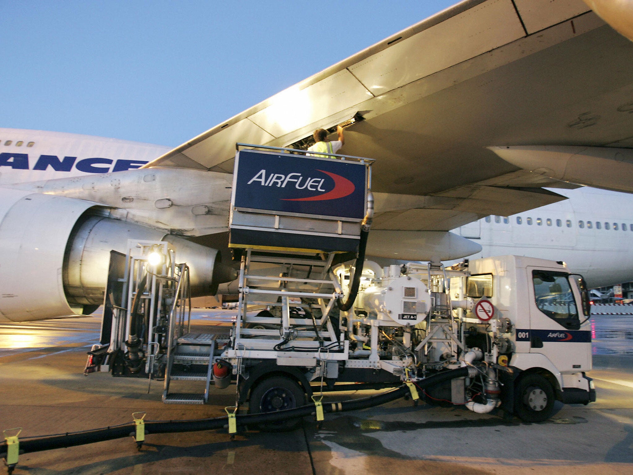 A Boeing 747 belonging to French company Air France being refueled at Roissy airport, near Paris.
