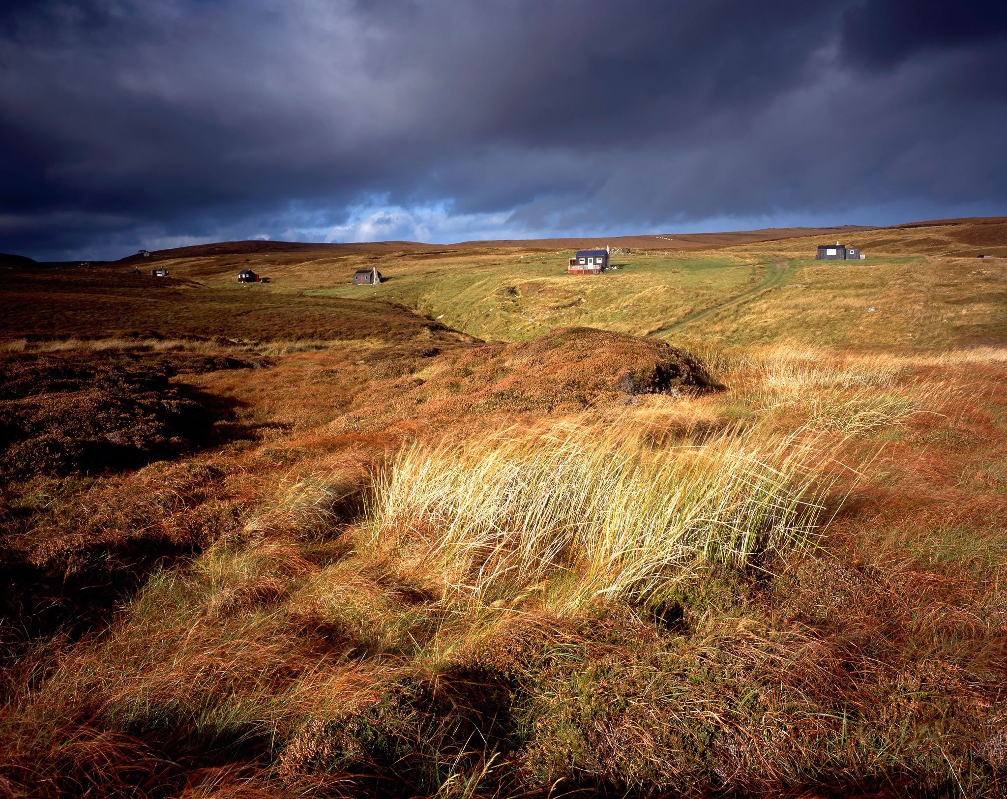 Crofter's cottages on Lewis. The island's low population density makes it a good candidate for a spaceport