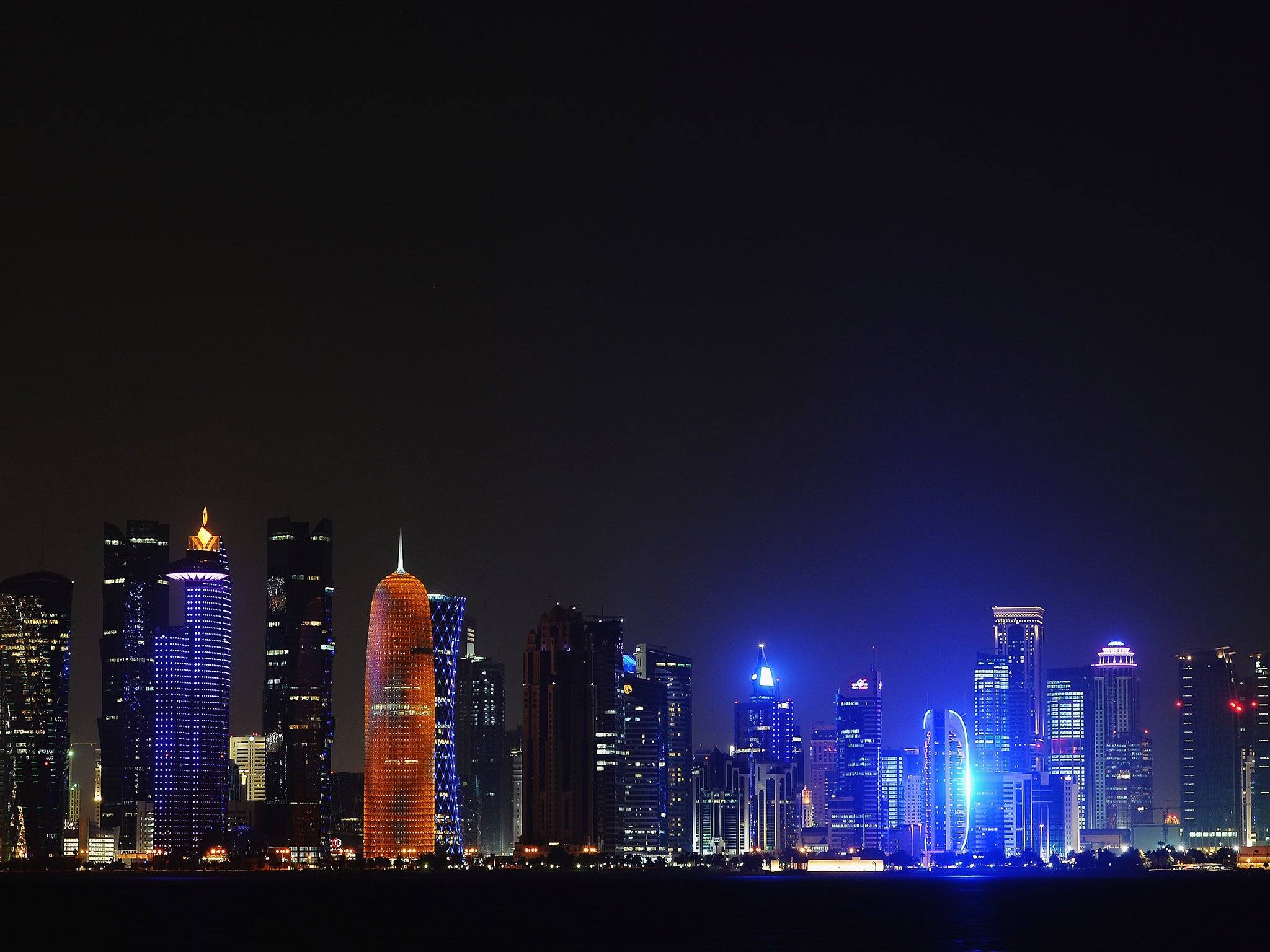 The illuminate skyline of Doha