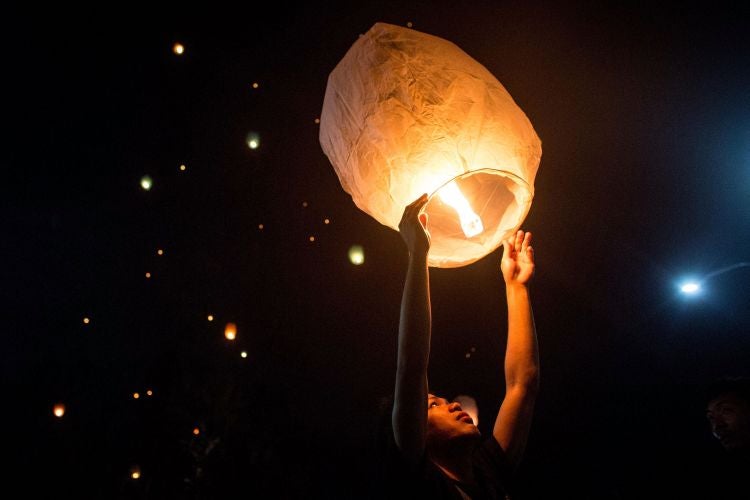 White balloons were released at a Philippines memorial to signify acceptance of the human loss