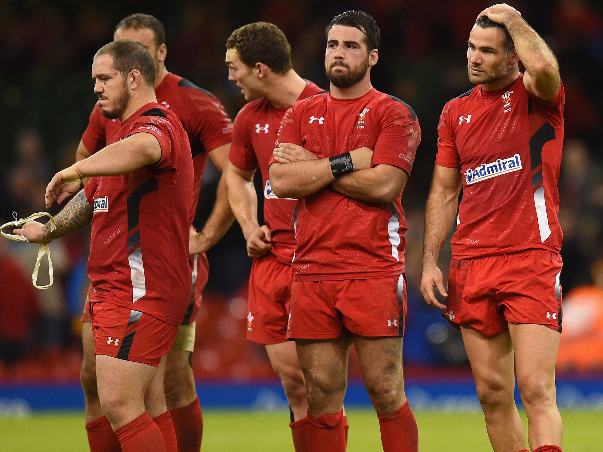 Wales players react to defeat against Australia