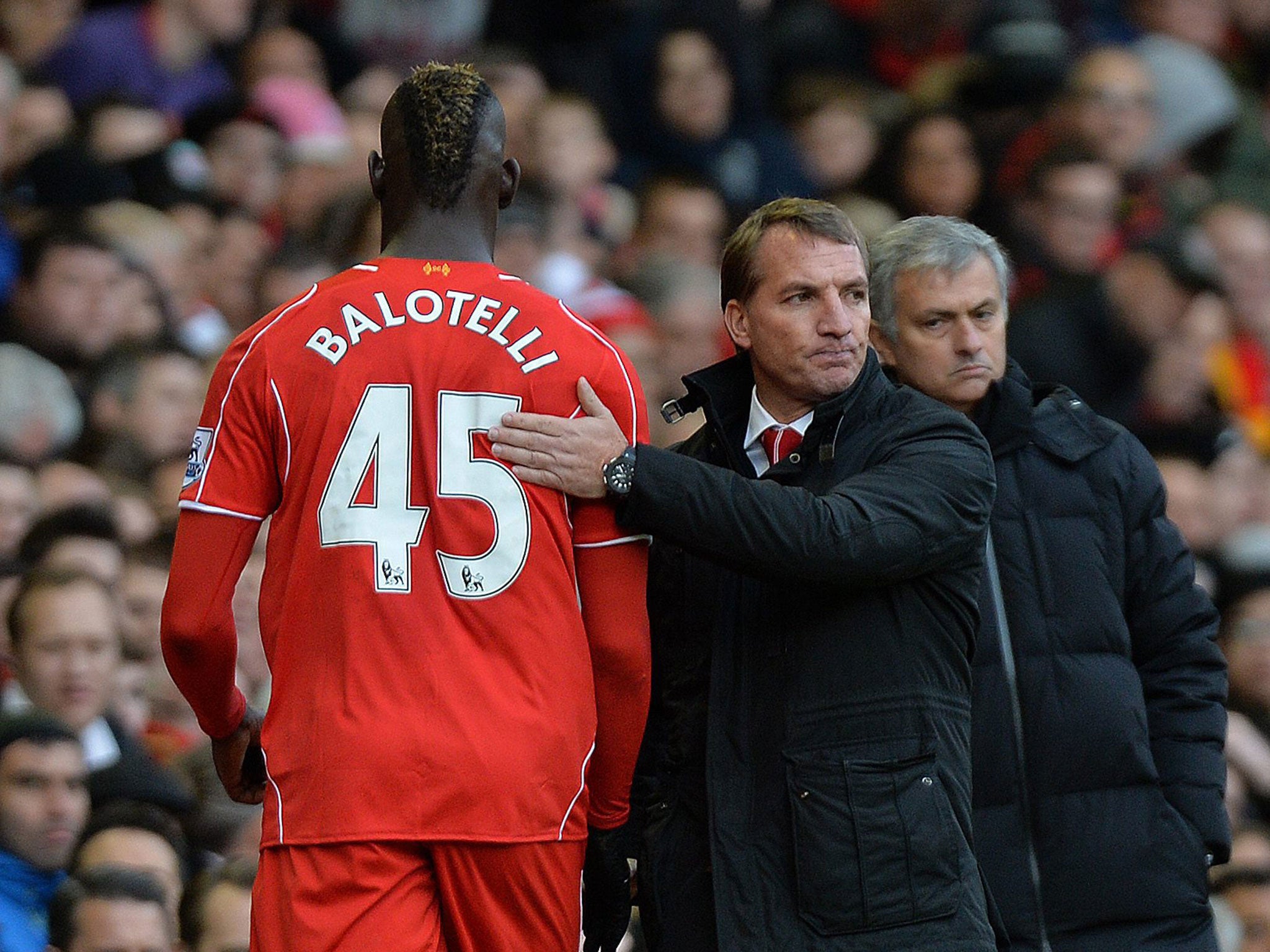 Target man: Brendan Rodgers’ substitutions were jeered at Anfield