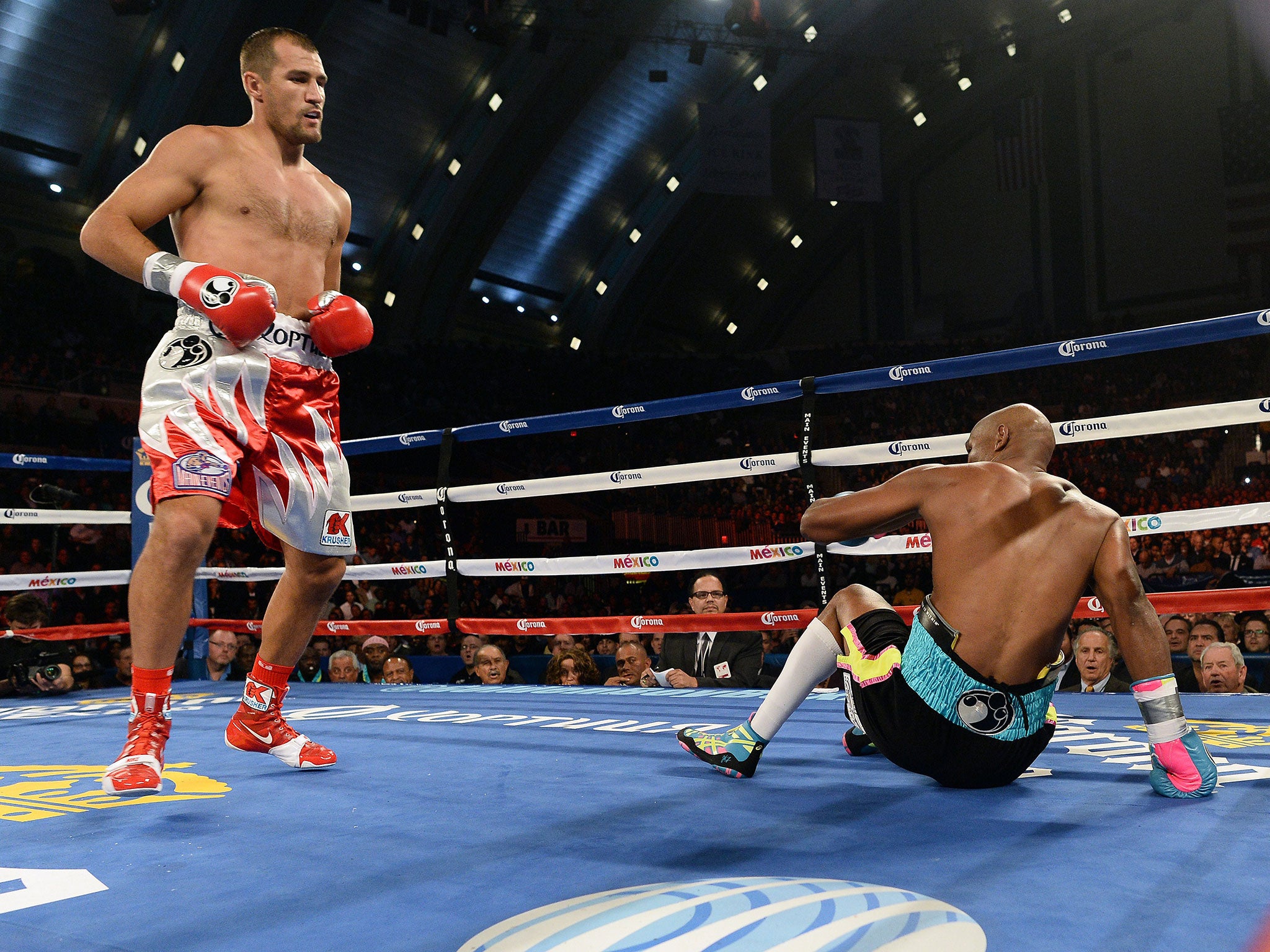 Kovalev floors Hopkins in the first round