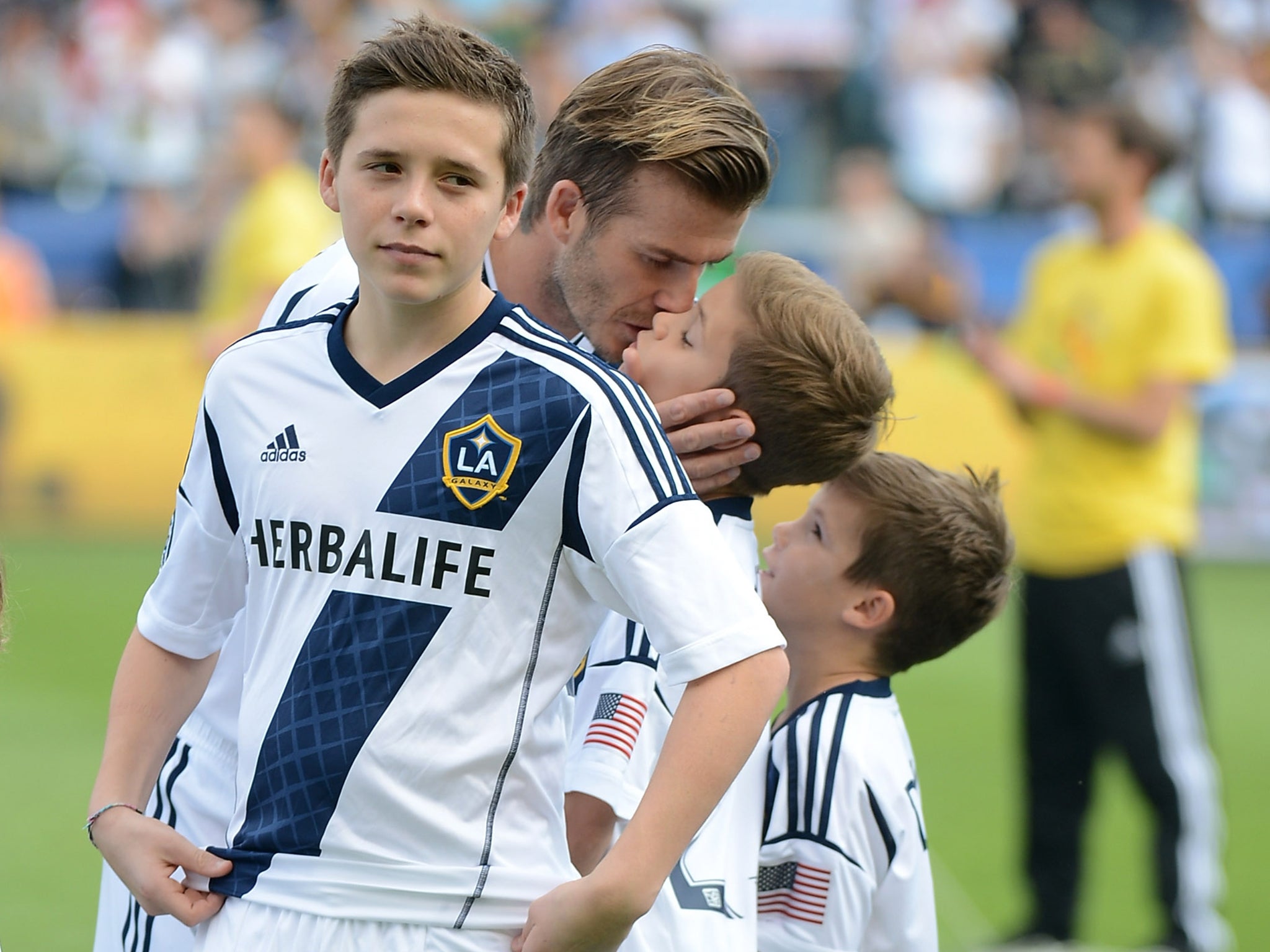 Brooklyn Beckham here pictured in an LA Galaxy shirt