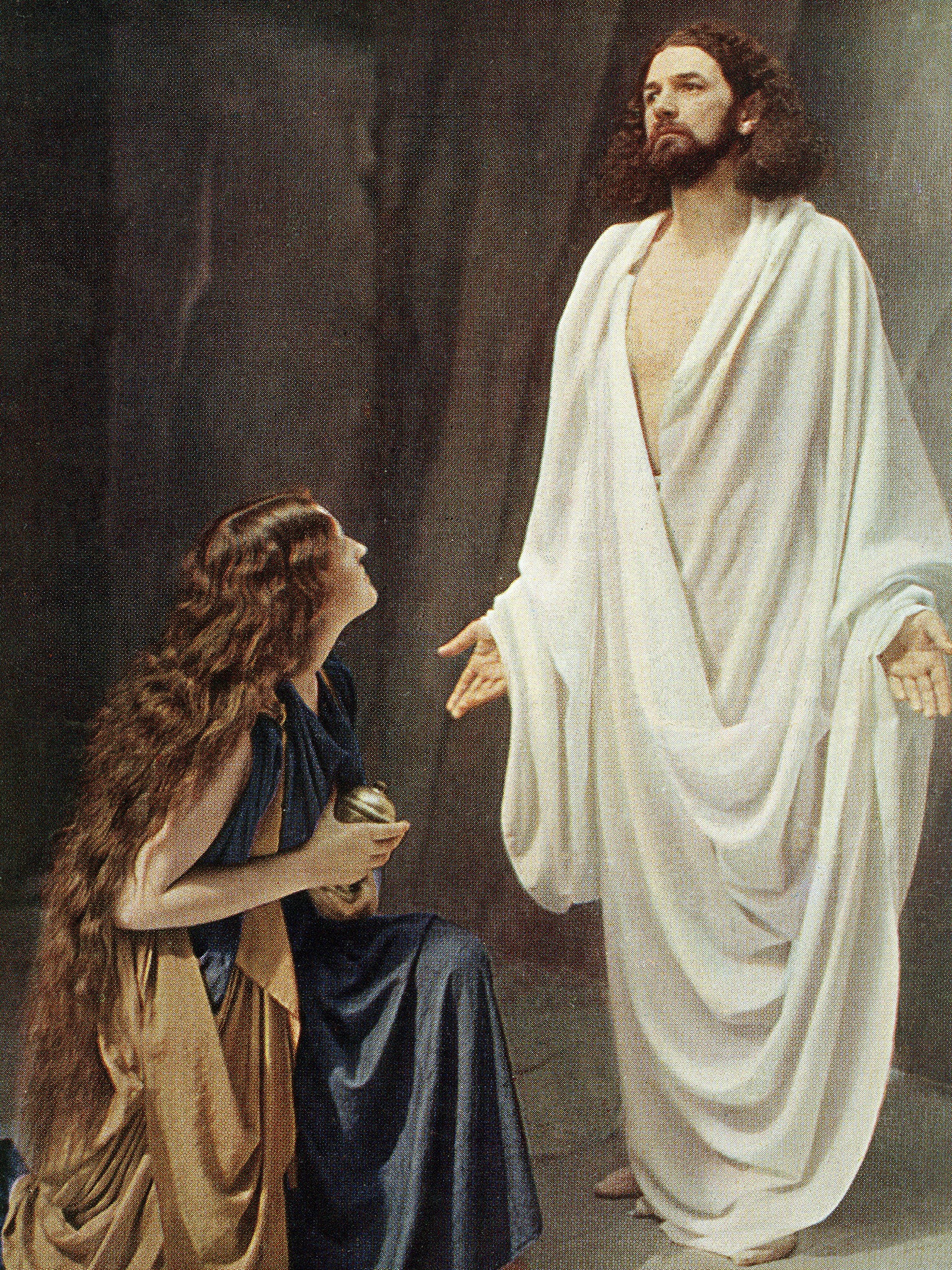 Jesus and Mary Magdalene, colour post card from a Uvatypie template