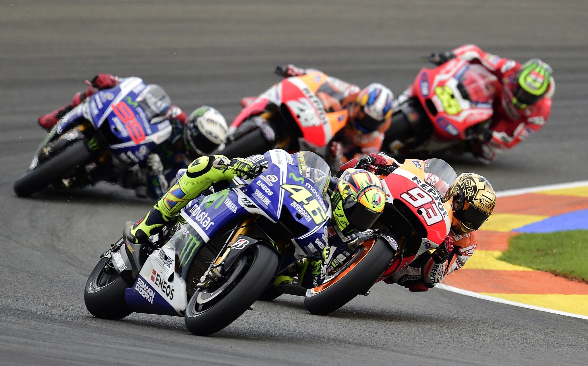 Rossi briefly led ahead of Marquez