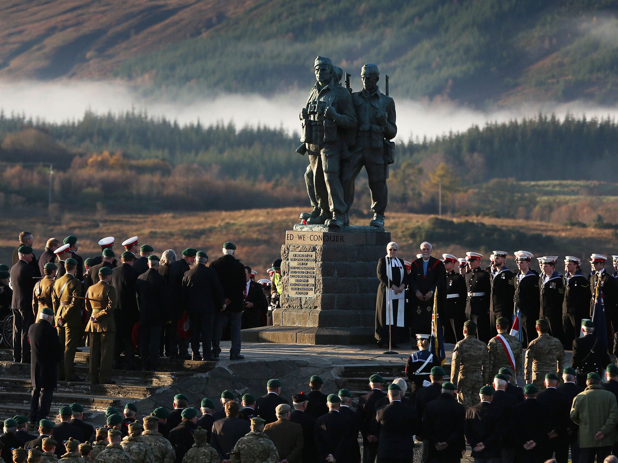 A service at the Commando Memorial at Spean Bridge in the Scottish Highlands