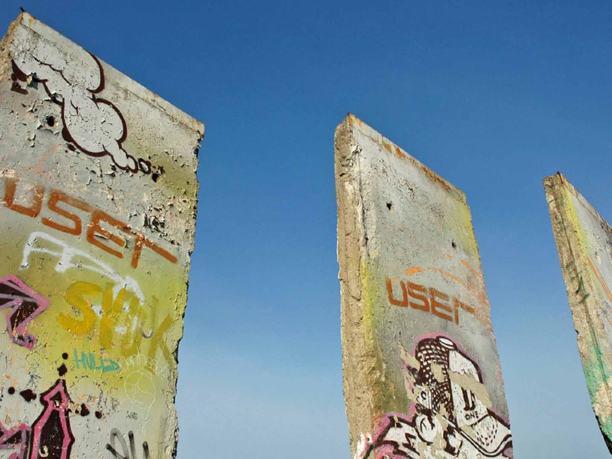 Graffiti-covered sections of the Wall