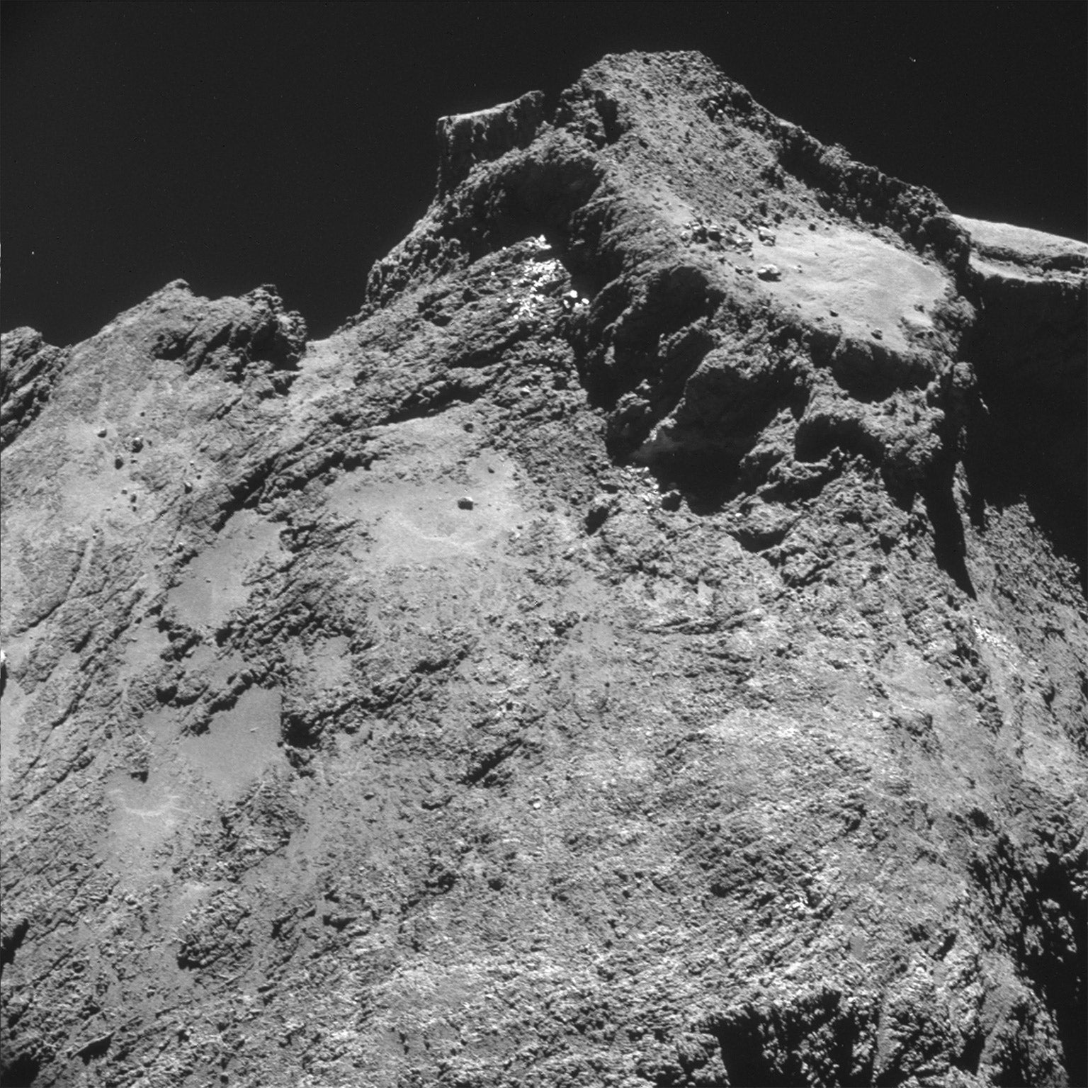Picture taken on October 24 shows a raised plateau on the larger lobe of the comet