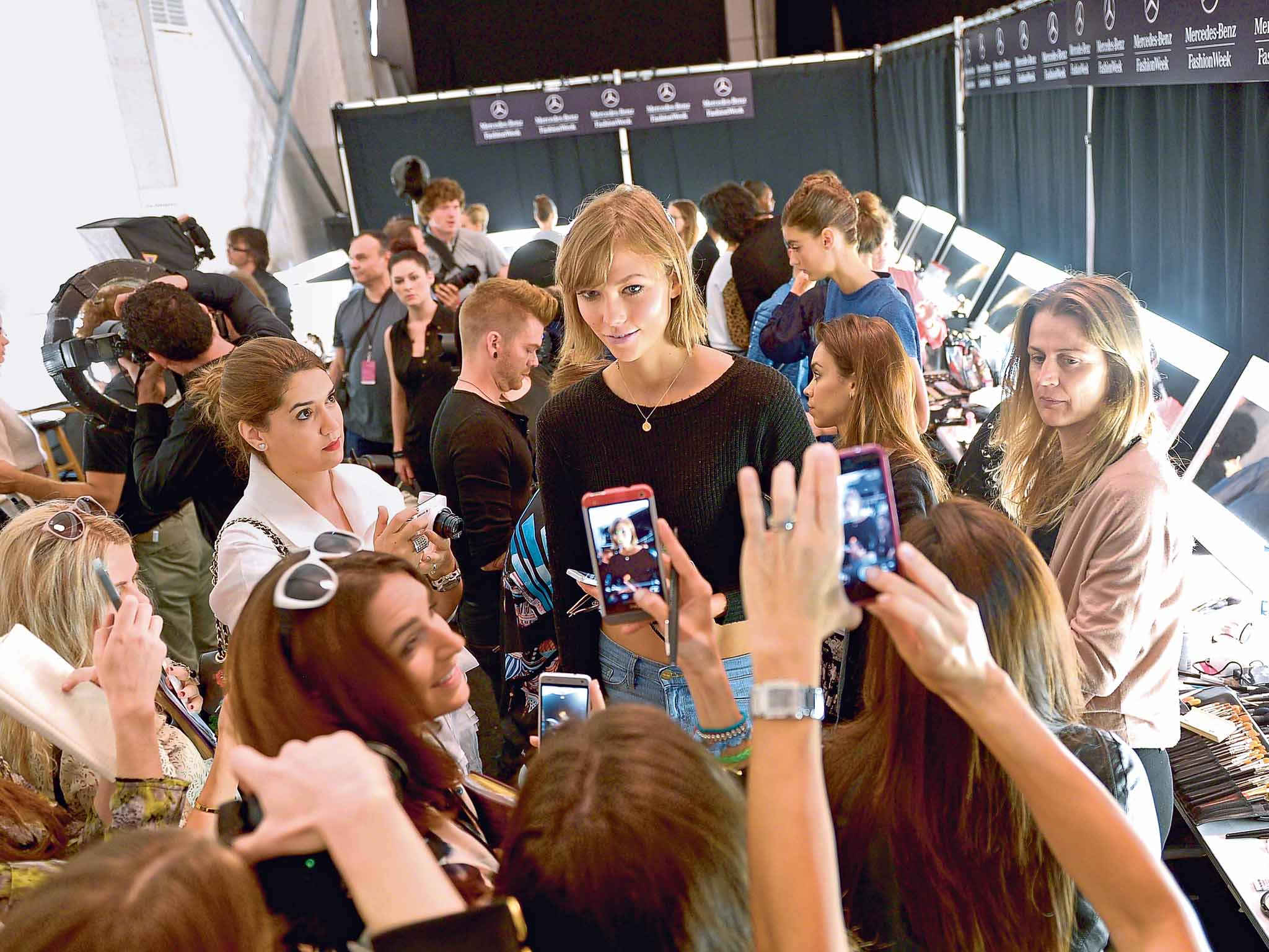 Karlie Kloss backstage at New York fashion week this year