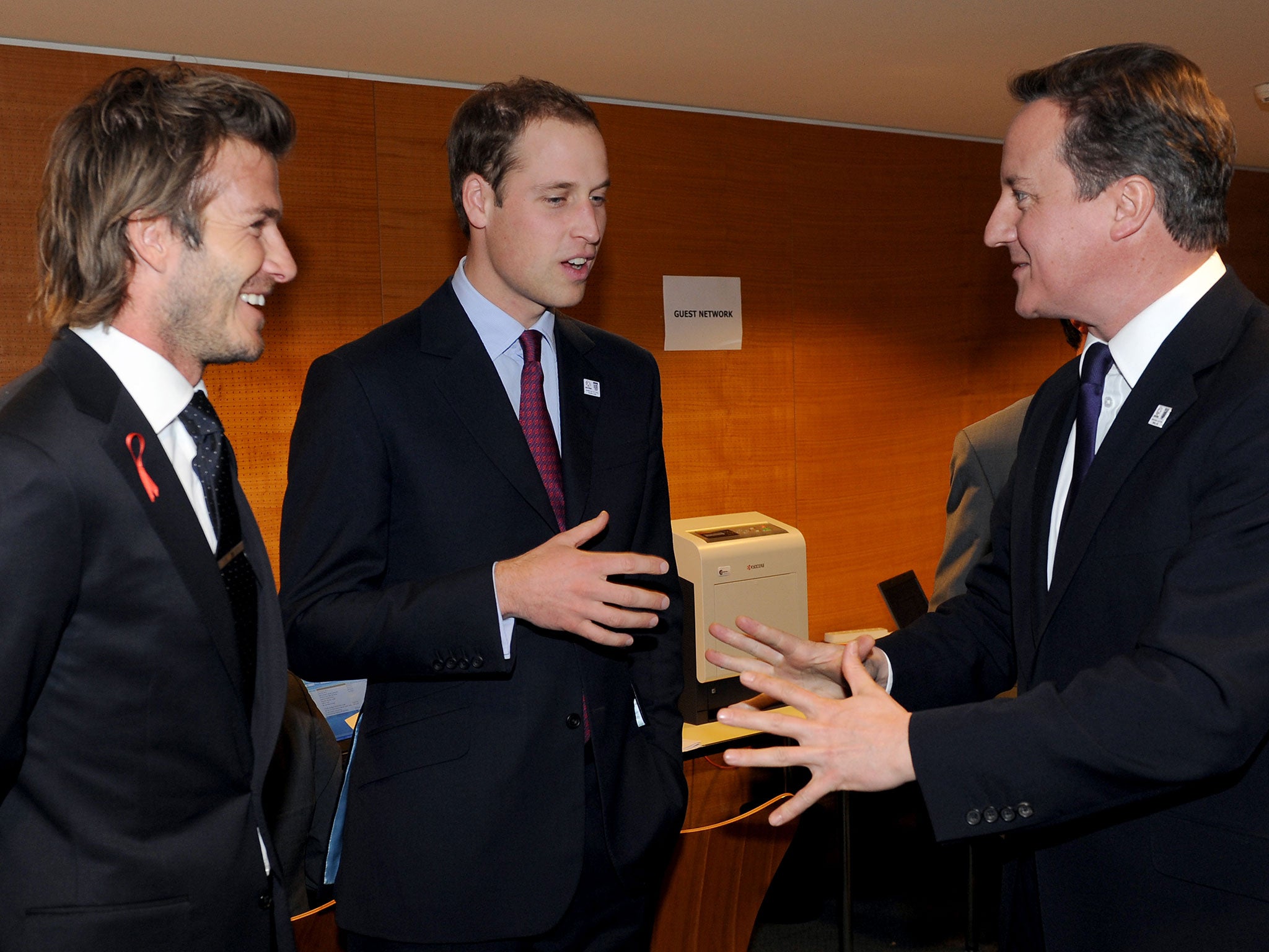 England's 2018 World Cup bid team members David Beckham, Prince Williams and David Cameron