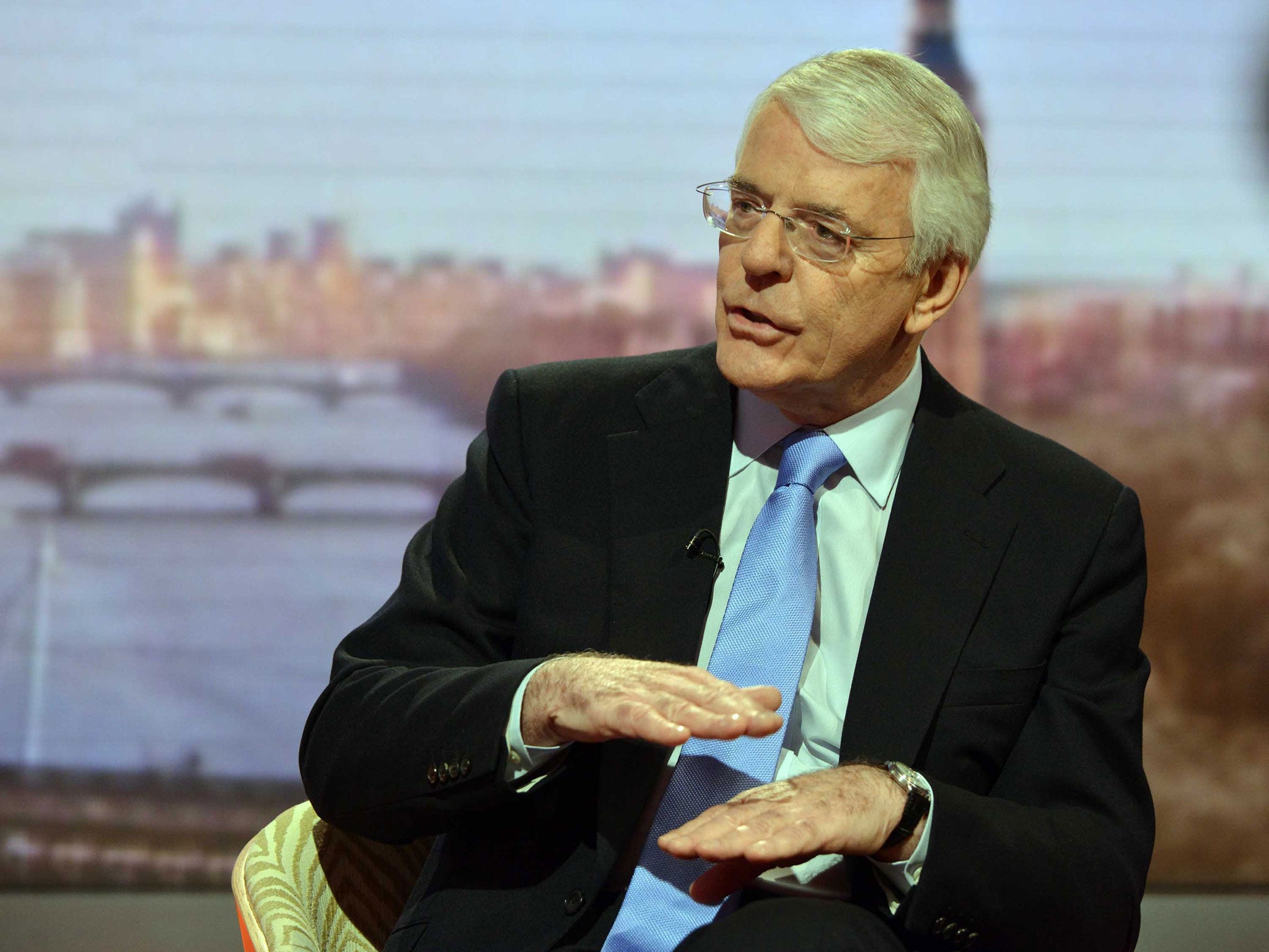 Sir John Major appears on the BBC's "Andrew Marr Show" on November 16, 2014 in London, England