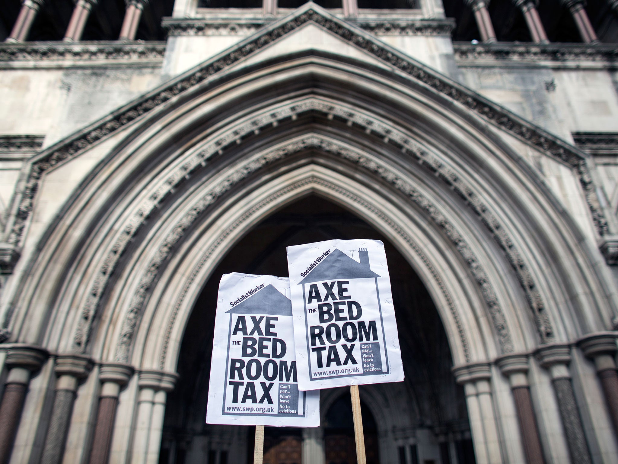 Protesters outside the Royal Courts of Justice